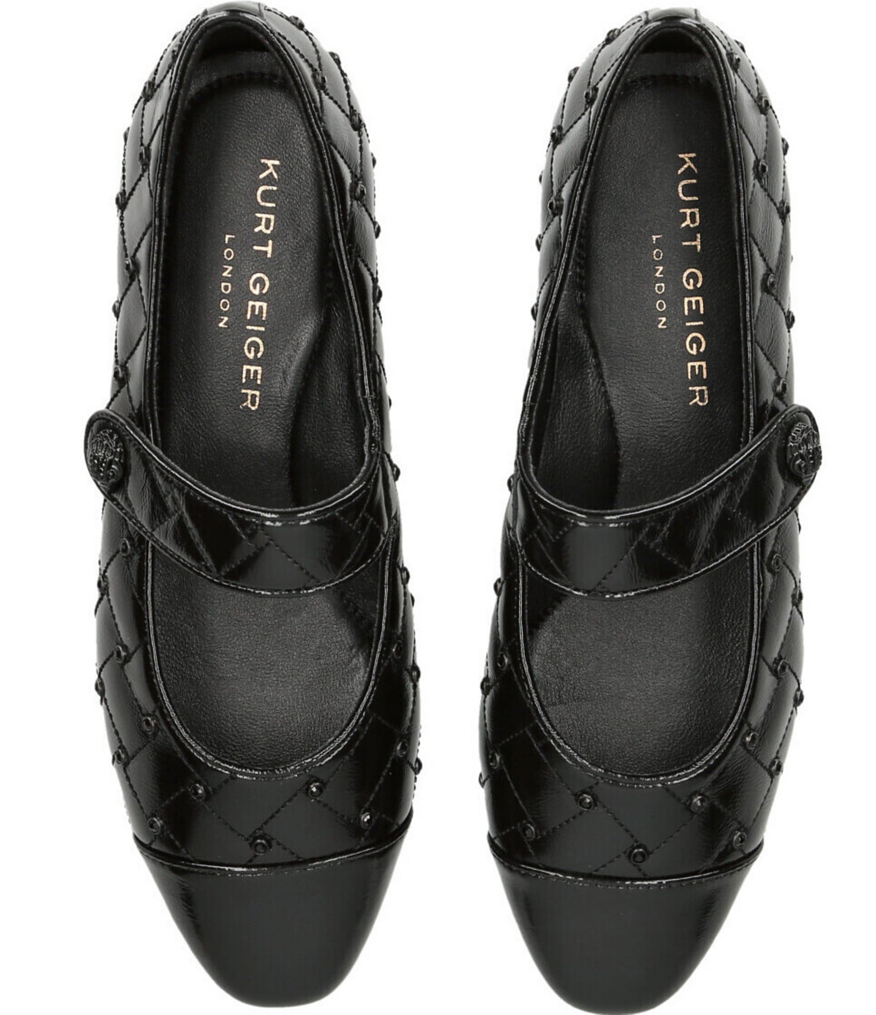 Kurt Geiger London Orbit Quilted Studded Leather Mary Jane Ballet Flats