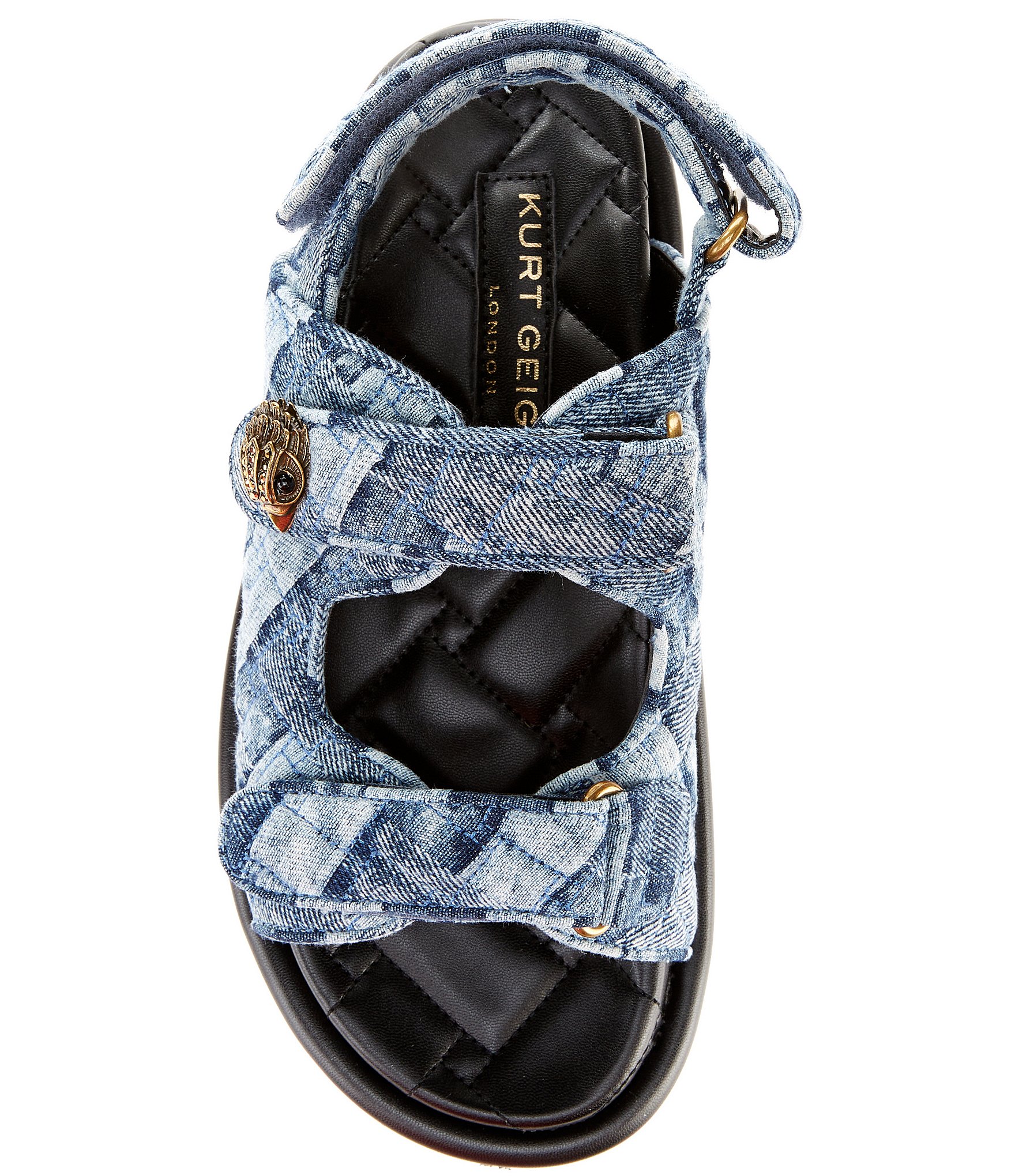 Kurt Geiger London Orson Denim Quilted Patchwork Platform Sandals