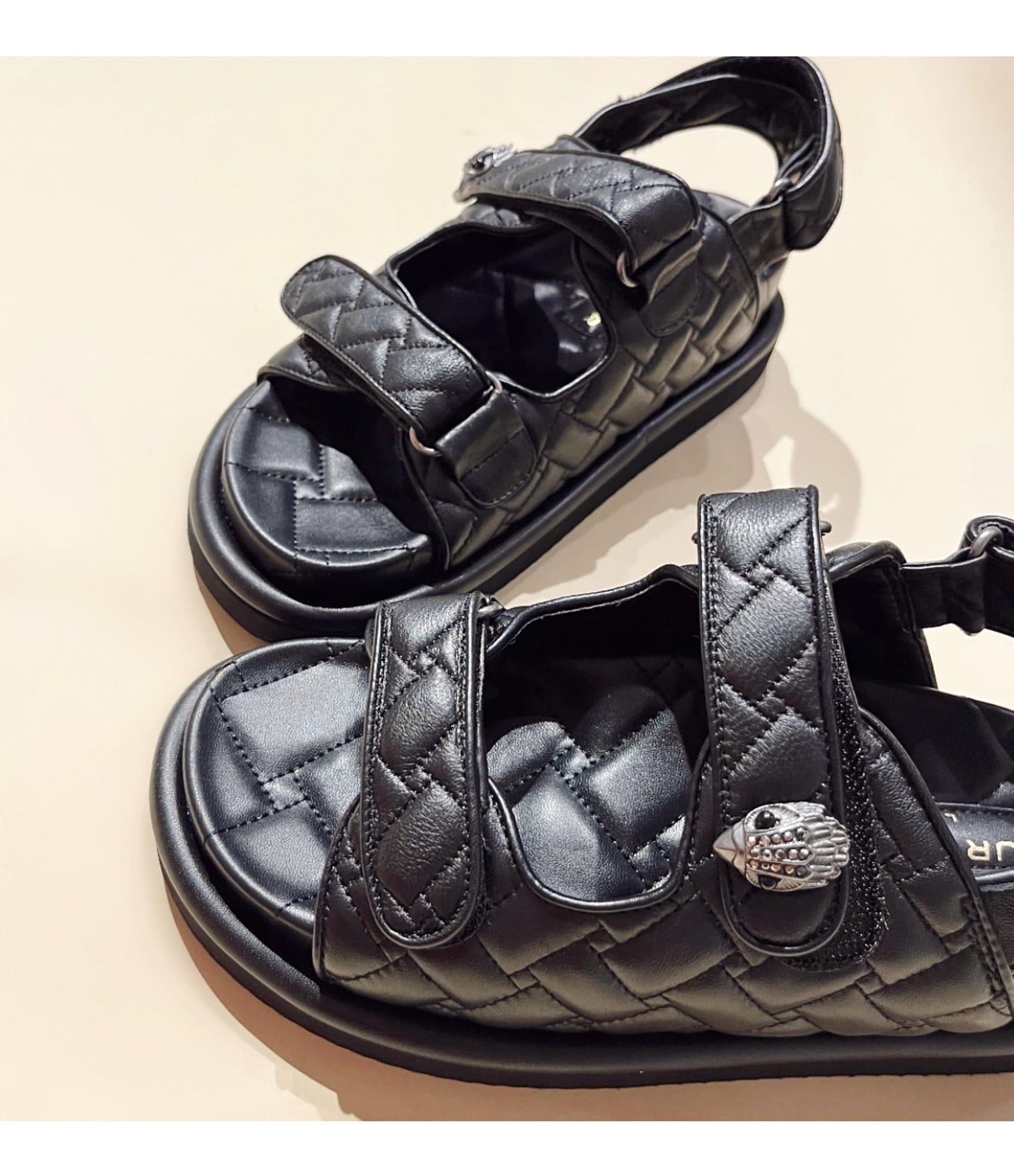 Kurt Geiger London Orson Quilted Leather Platform Sandals