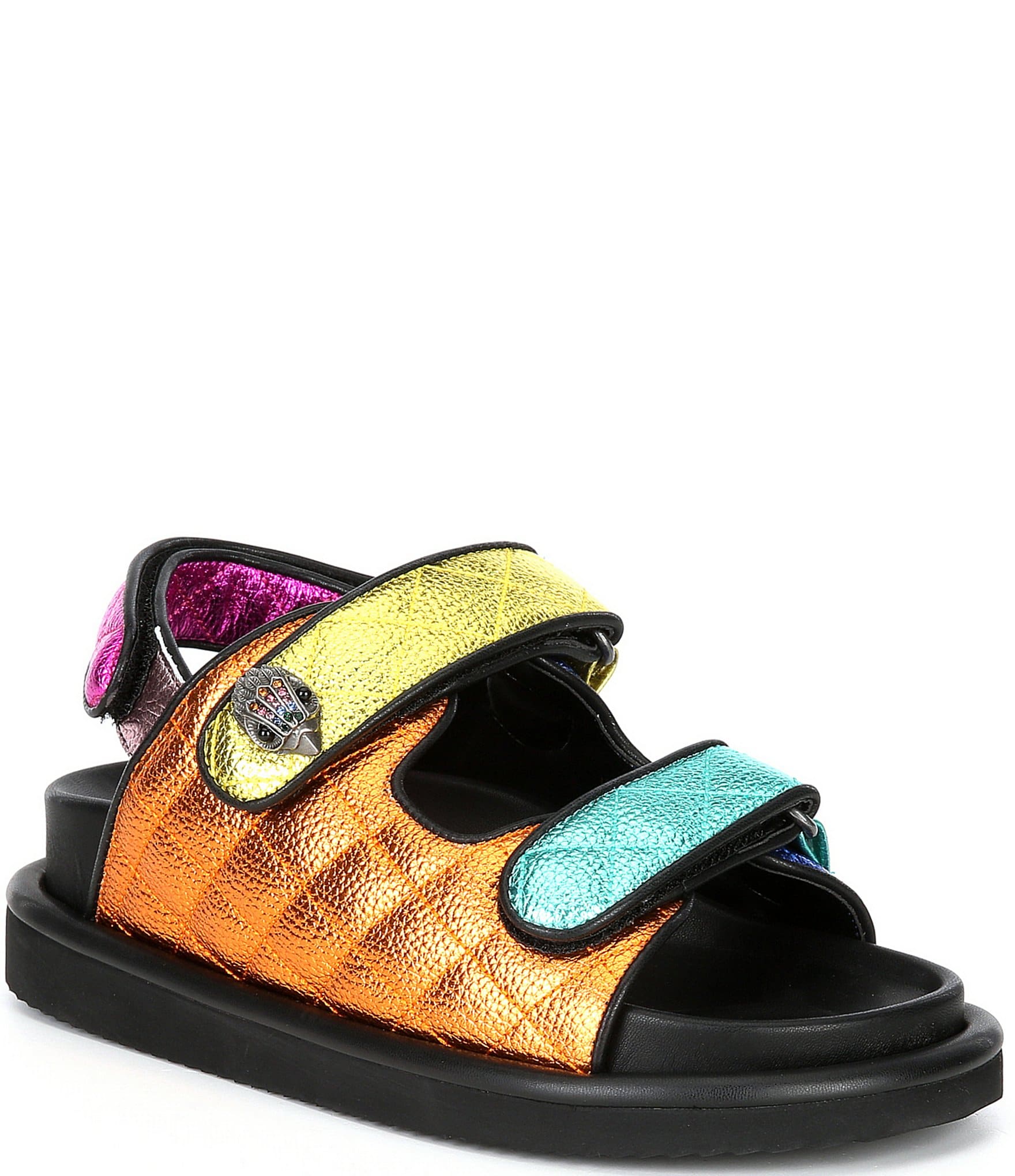 Black Shearling-lined quilted-leather sandals