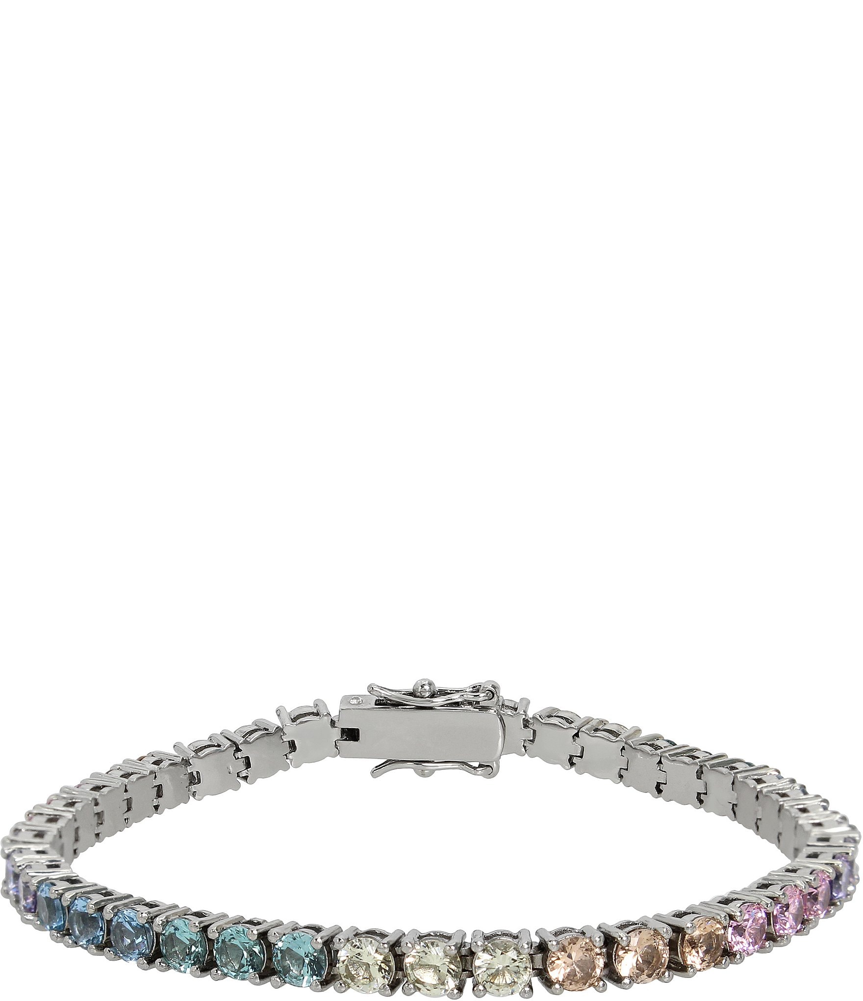 Kurt Geiger London Pastel Rainbow Cubic Zirconia Stone Tennis Line Bracelet