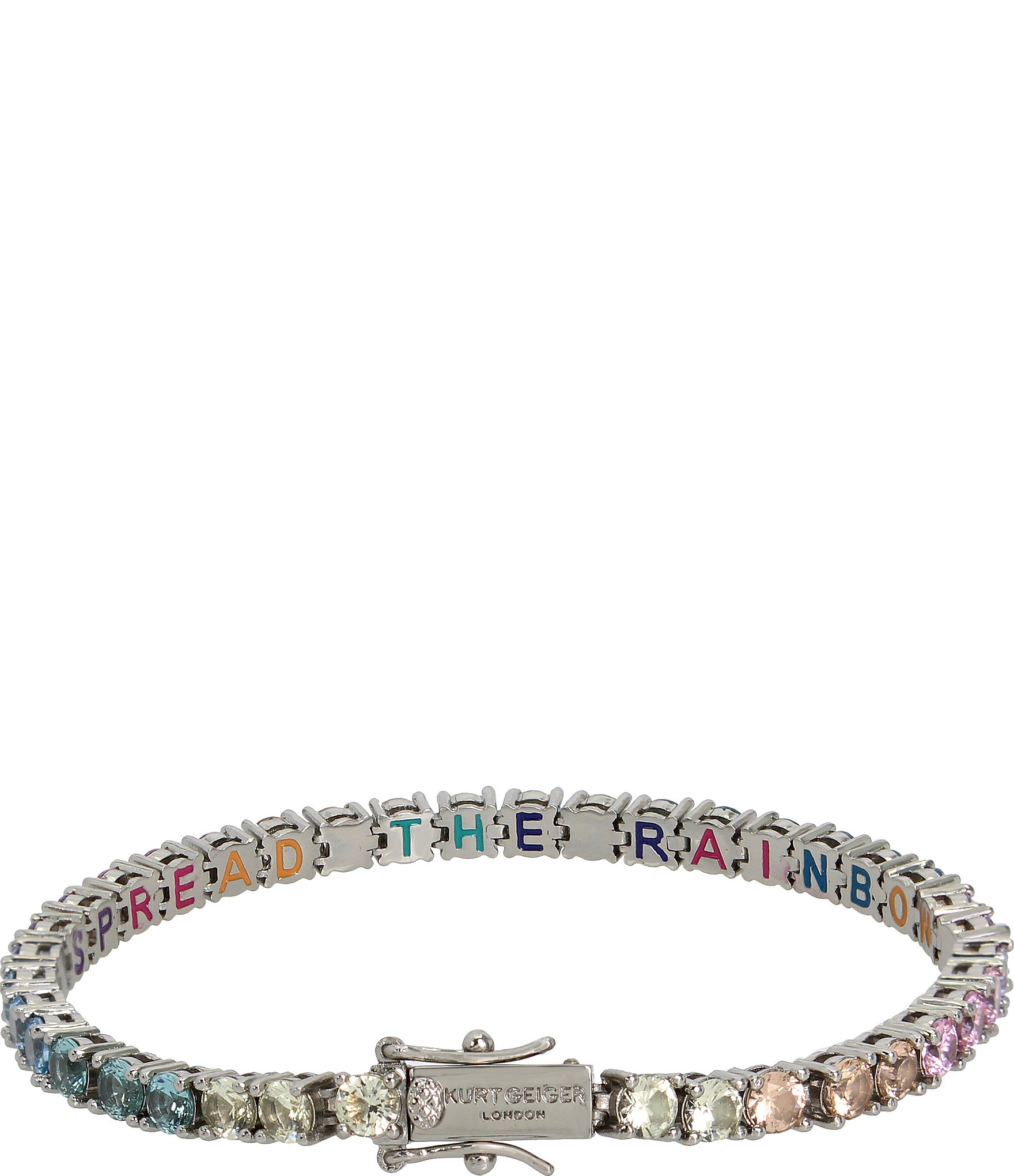 Kurt Geiger London Pastel Rainbow Cubic Zirconia Stone Tennis Line Bracelet