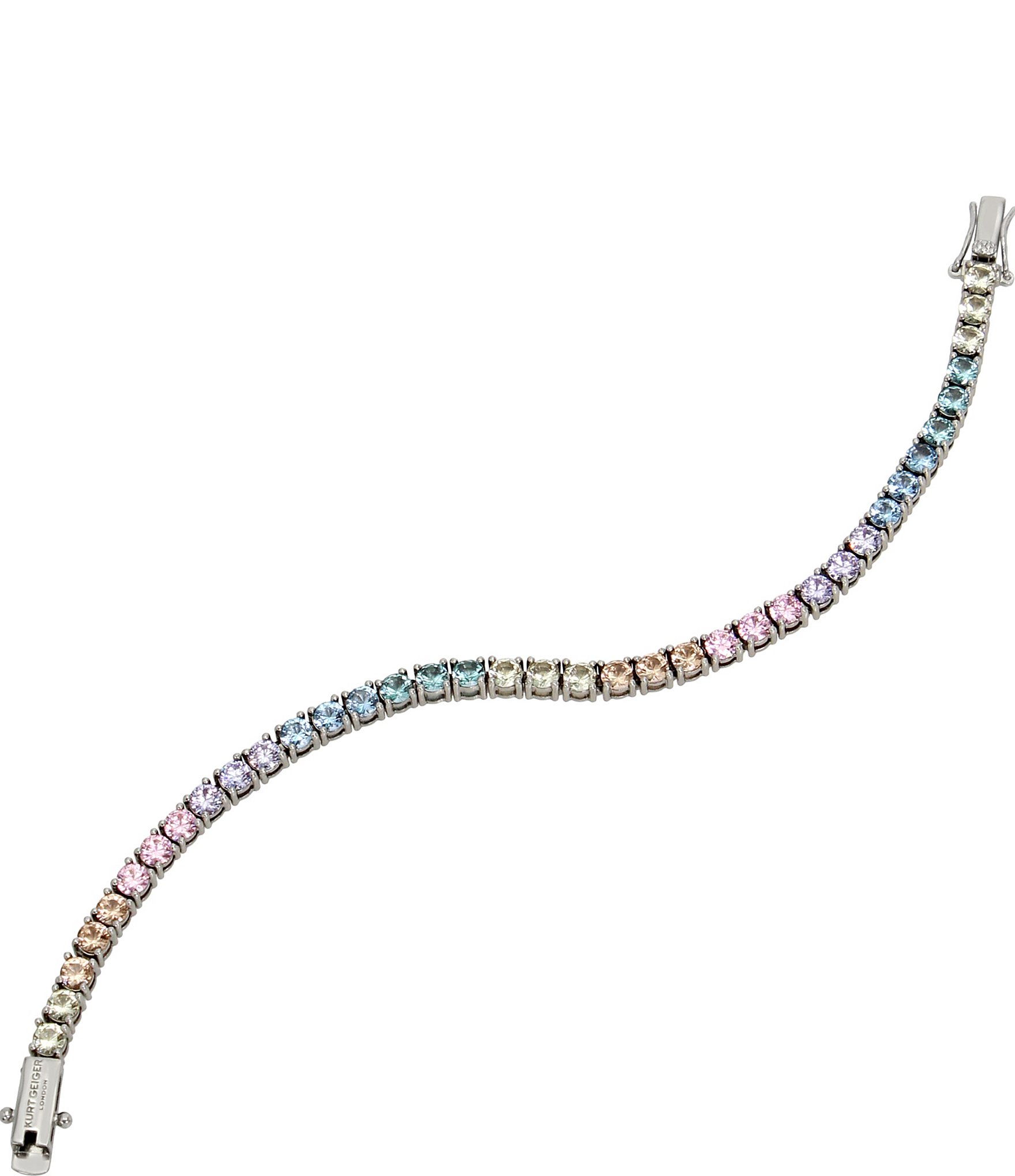 Kurt Geiger London Pastel Rainbow Cubic Zirconia Stone Tennis Line Bracelet