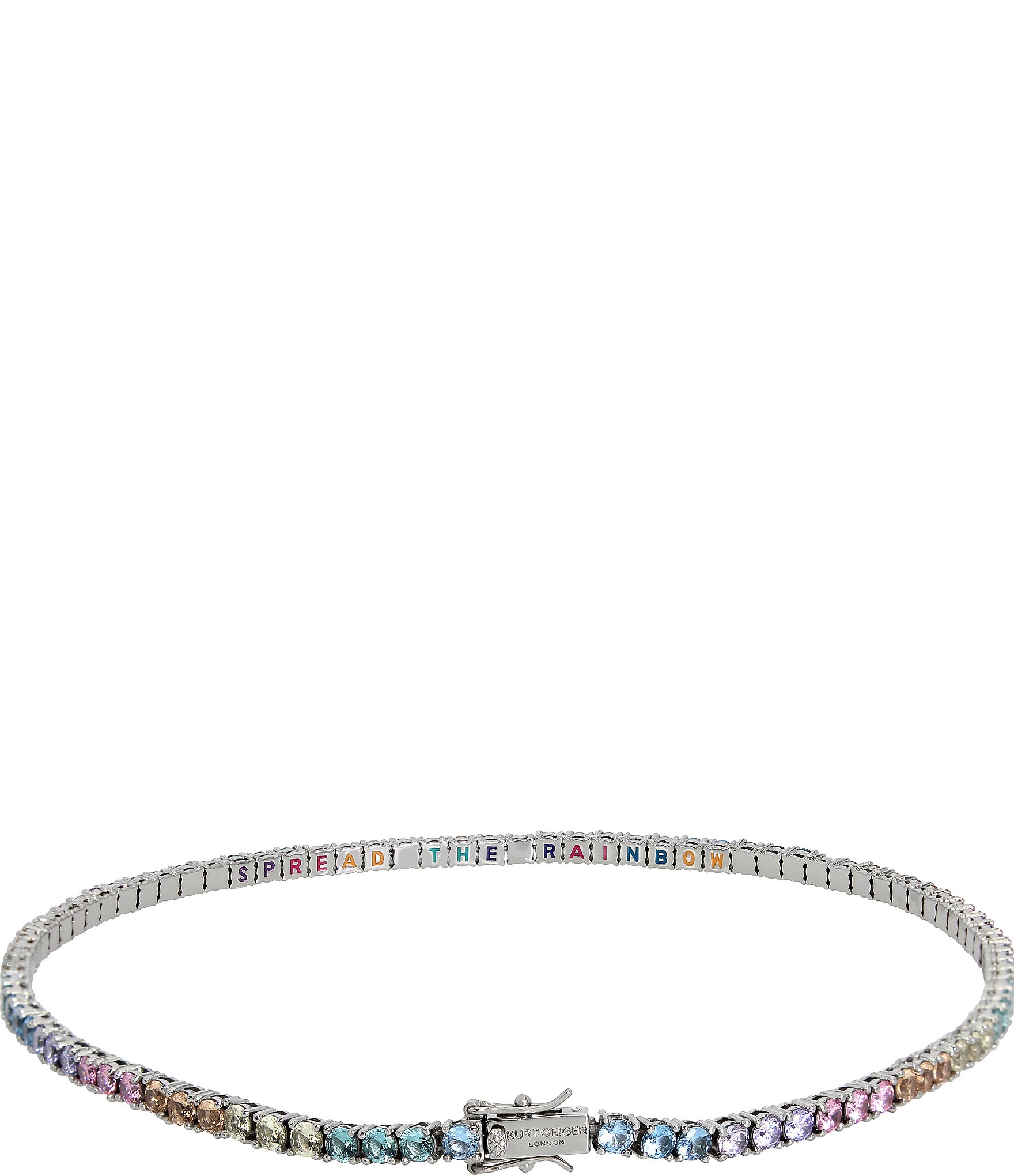 Kurt Geiger London Pastel Rainbow Cubic Zirconia Tennis Collar Necklace