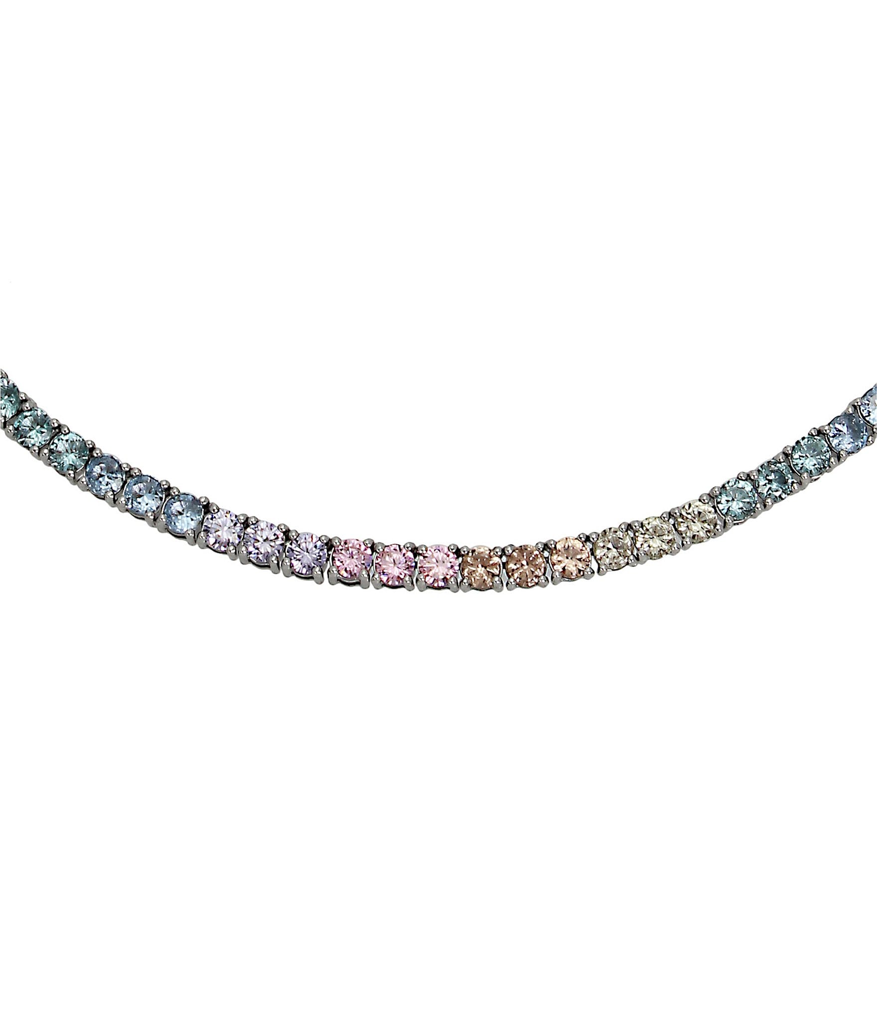 Kurt Geiger London Pastel Rainbow Cubic Zirconia Tennis Collar Necklace