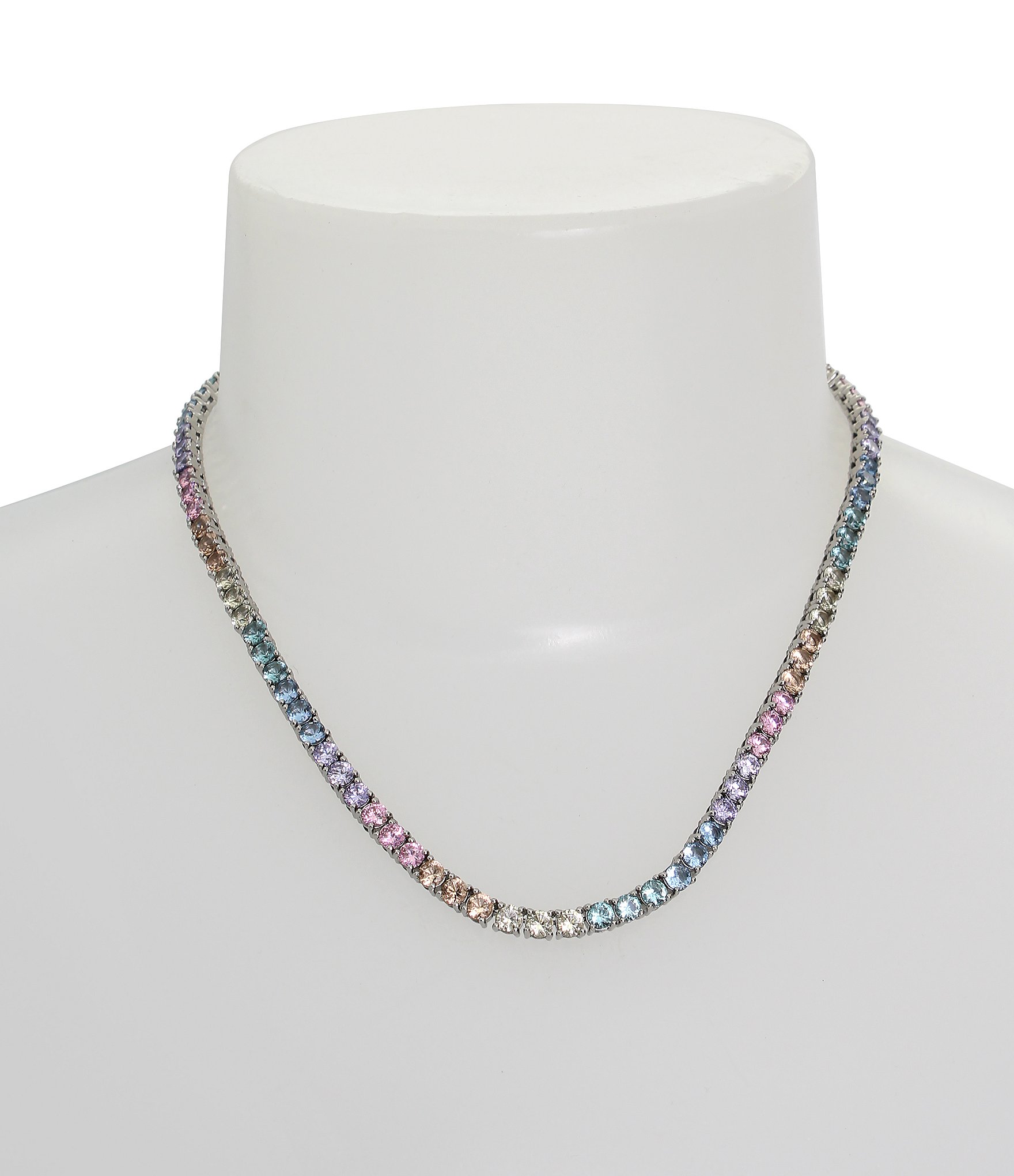 Kurt Geiger London Pastel Rainbow Cubic Zirconia Tennis Collar Necklace