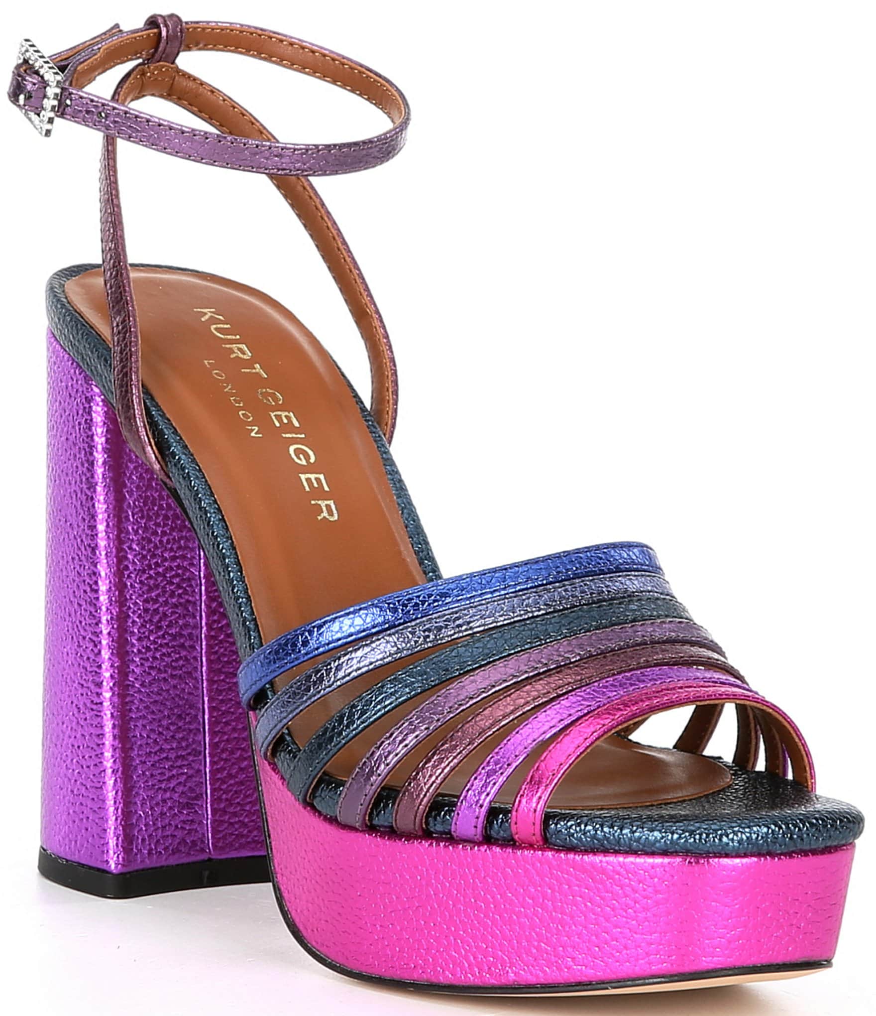  RAYSEEN Premium Colorful Heels for Women - Multicolor Strappy  Heels for Women - Crisscross Square Heels with Chain Strap