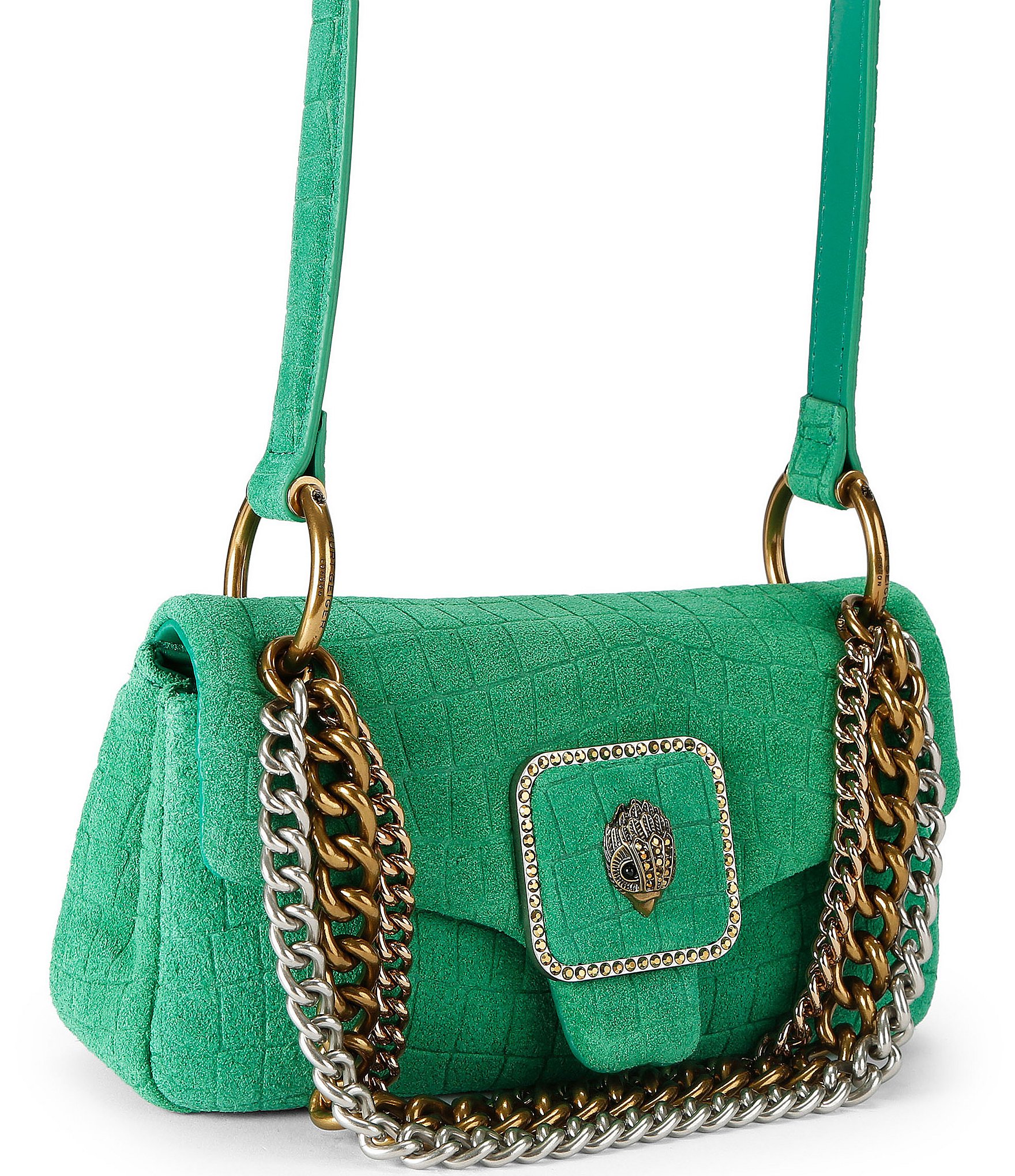Kurt Geiger London Pimlico Suede Croc Chain Shoulder Crossbody Bag