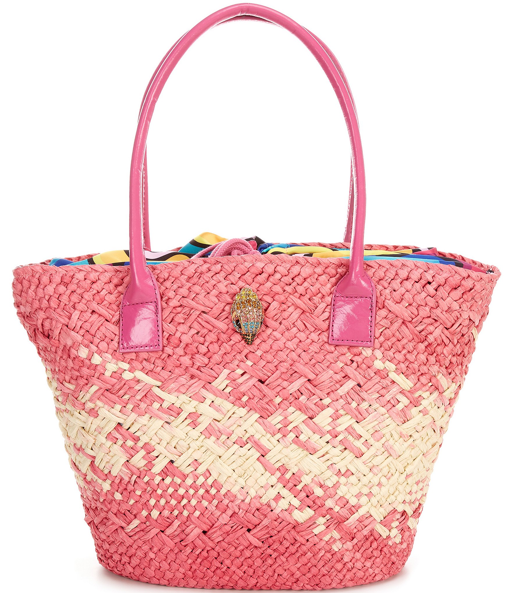 Kurt Geiger London Pink Woven Kensington Basket Tote Bag