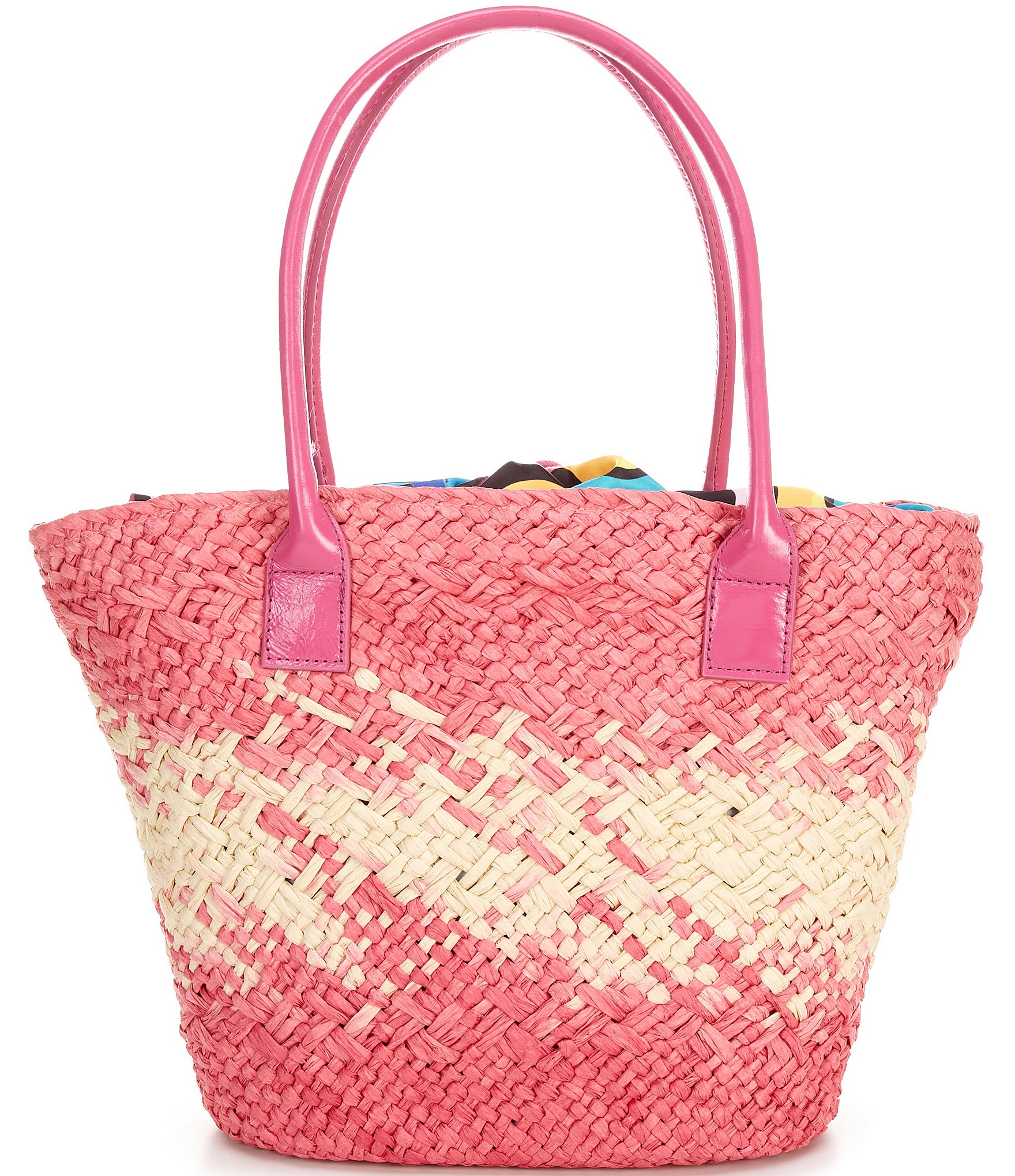 Kurt Geiger London Pink Woven Kensington Basket Tote Bag