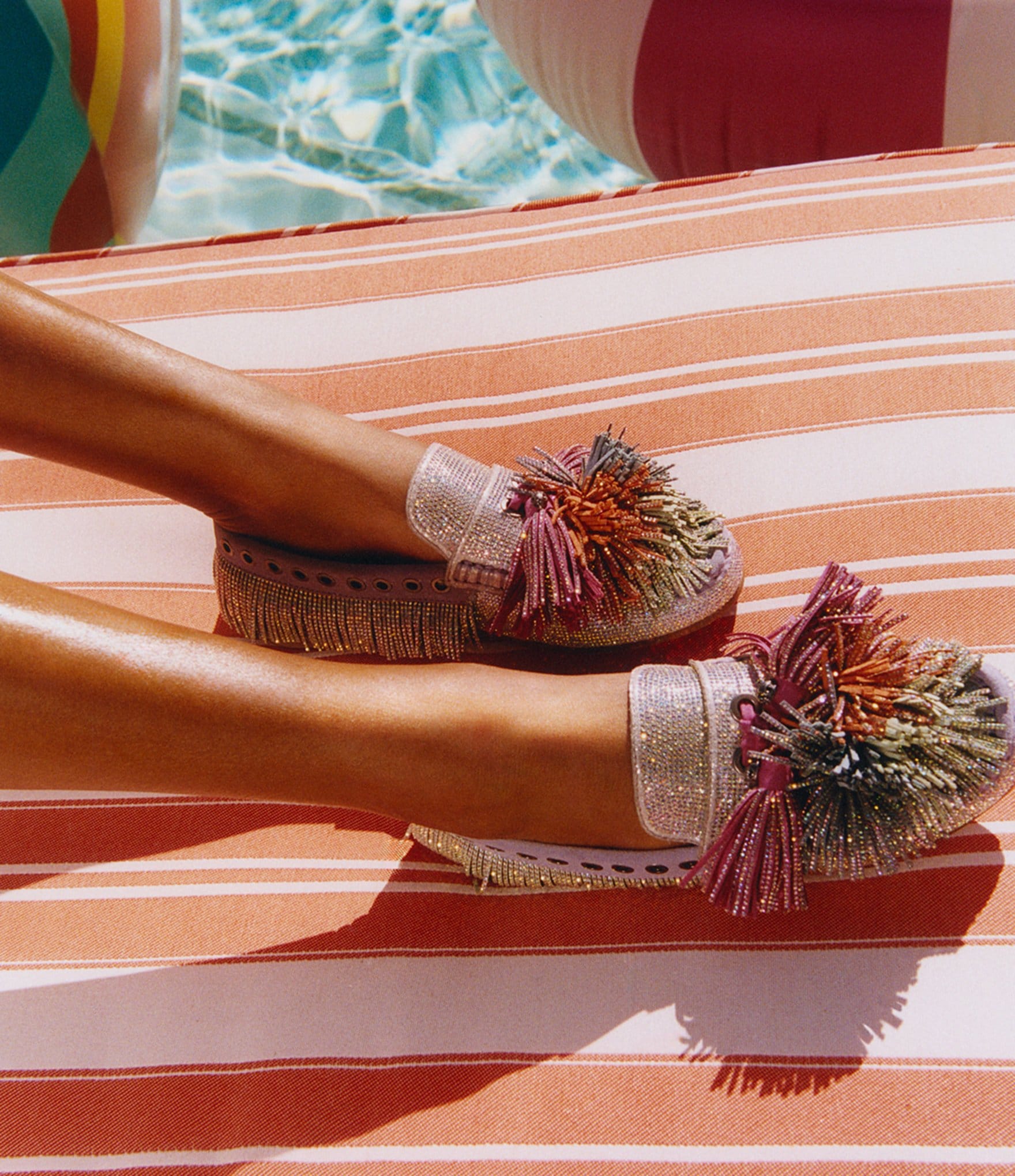 Kurt Geiger London Pom Pom Suede Embellished Fringe Tassel Loafers