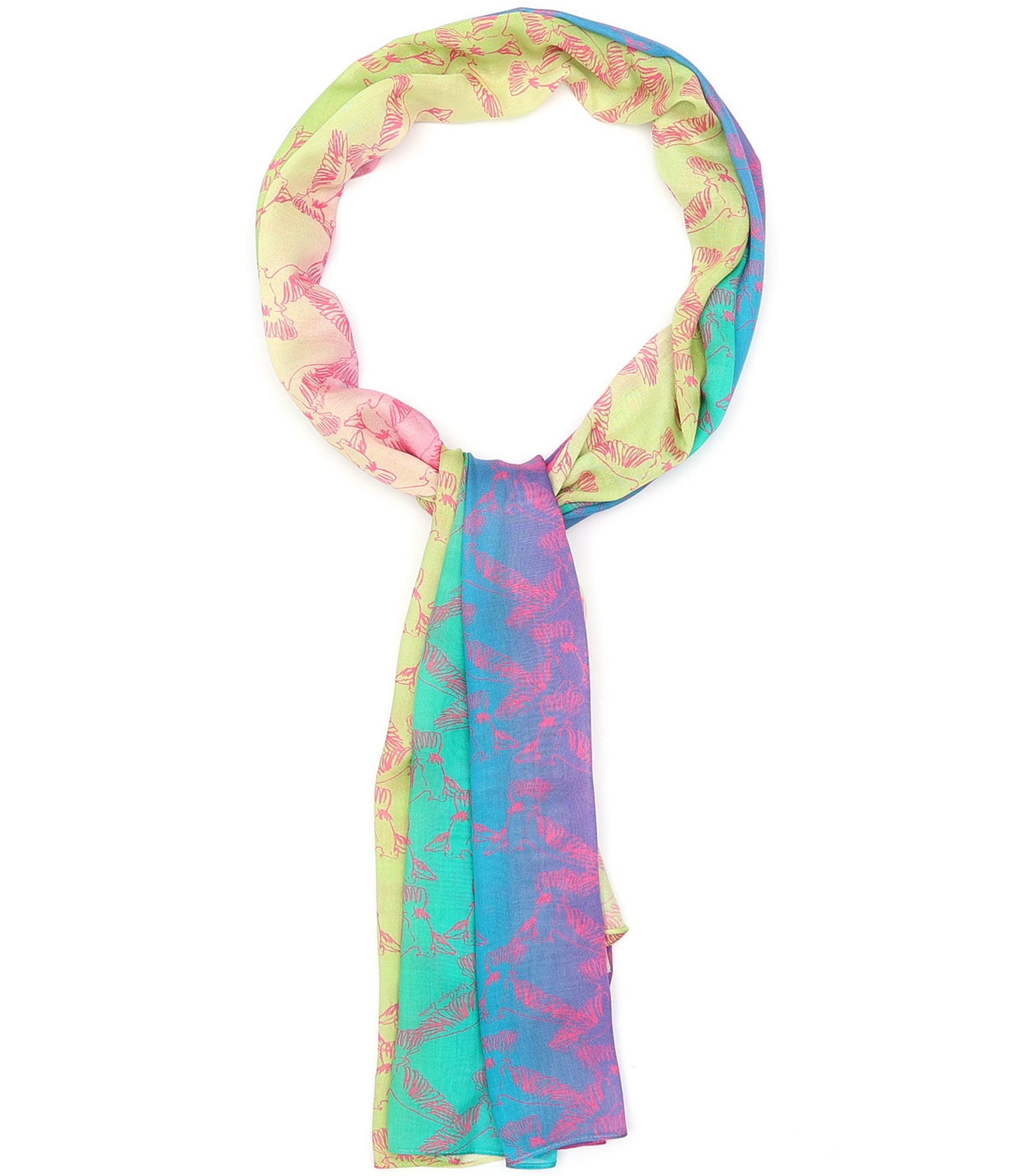 Kurt Geiger London Rainbow Bird Oblong Scarf