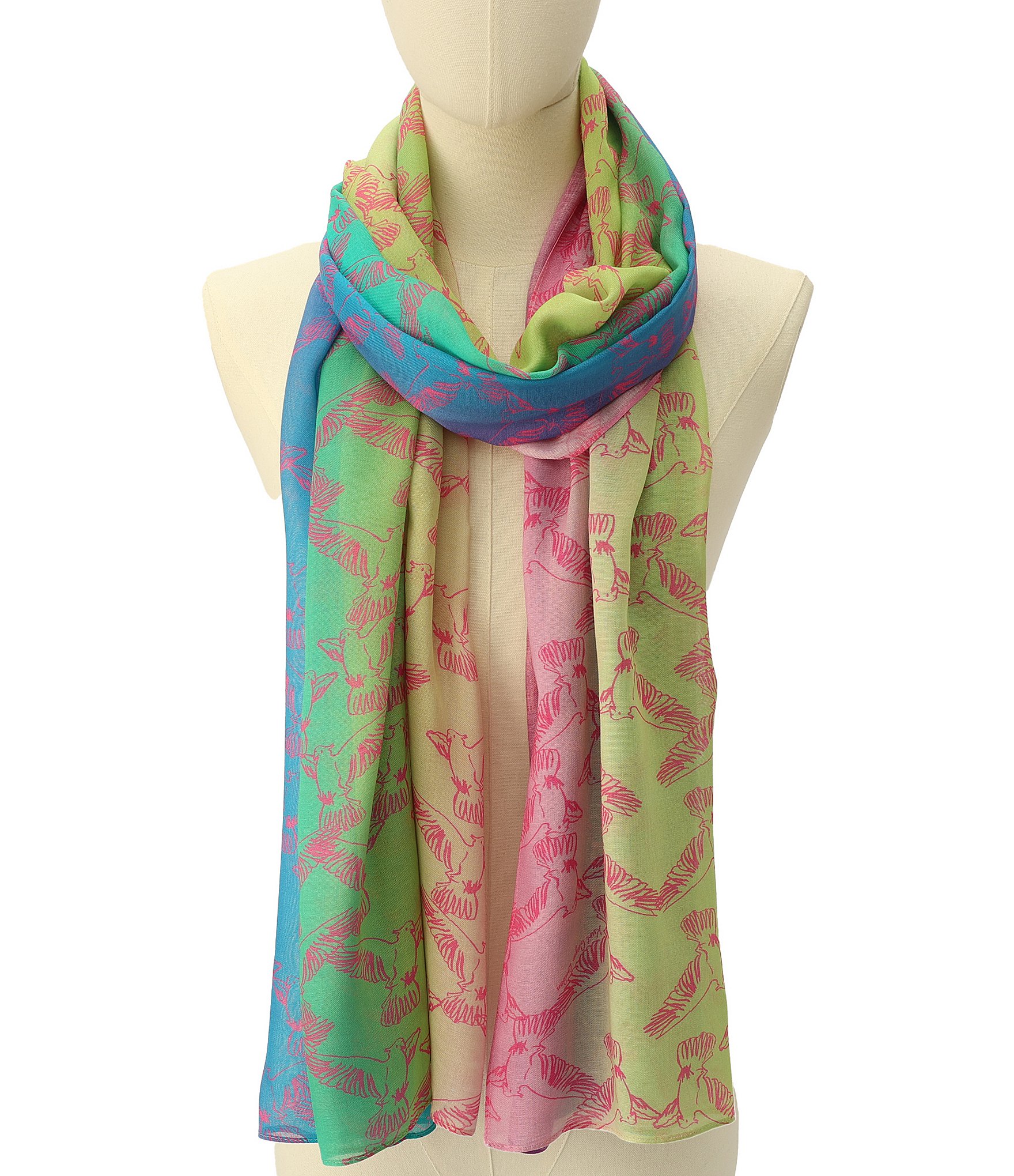 Kurt Geiger London Rainbow Bird Oblong Scarf