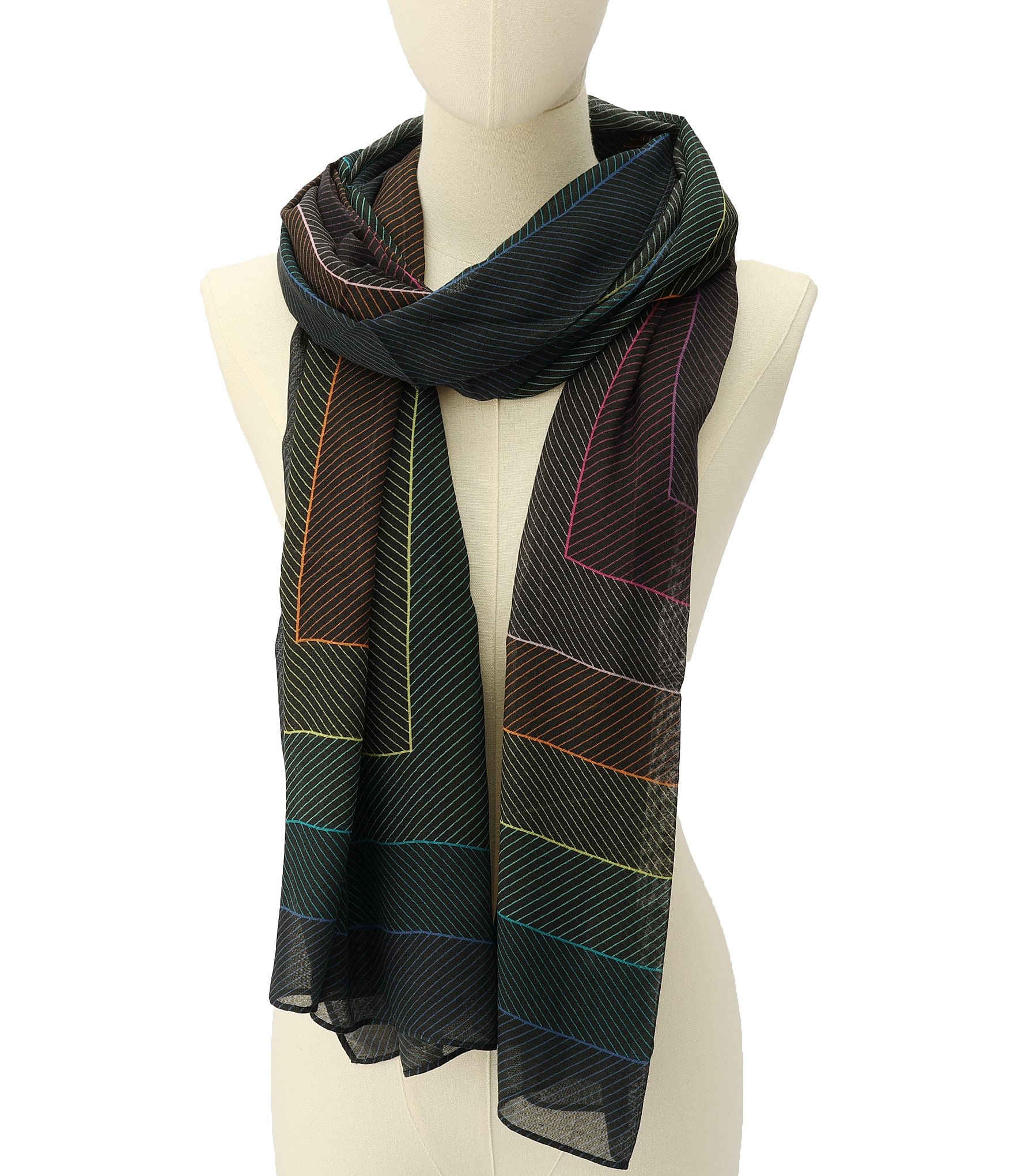 Kurt Geiger London Rainbow Border Oblong Scarf