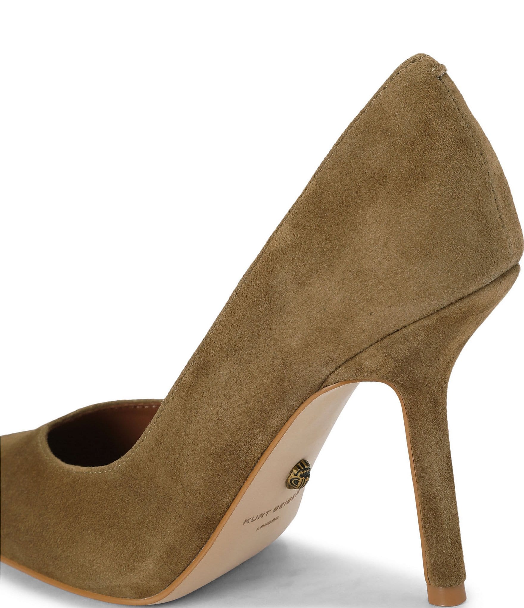 Kurt Geiger London Regent Point Court Gold Tip Suede Pumps