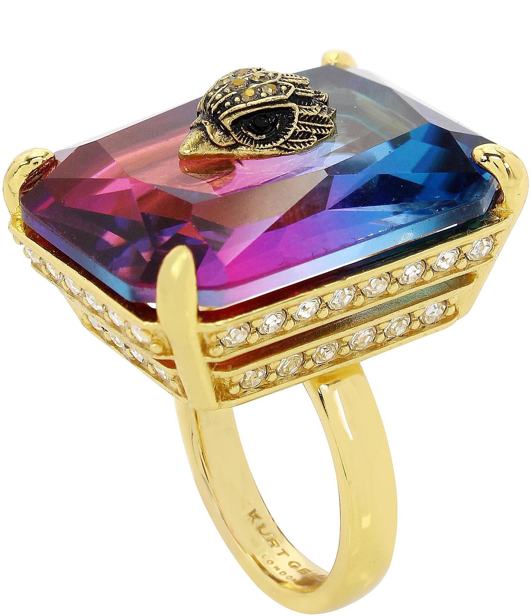 Kurt Geiger London Rhinestone Signature Eagle Ombre Gem Cocktail Ring