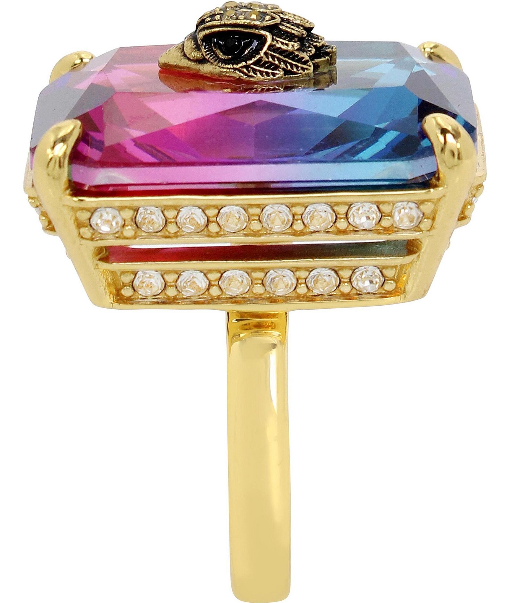 Kurt Geiger London Rhinestone Signature Eagle Ombre Gem Cocktail Ring