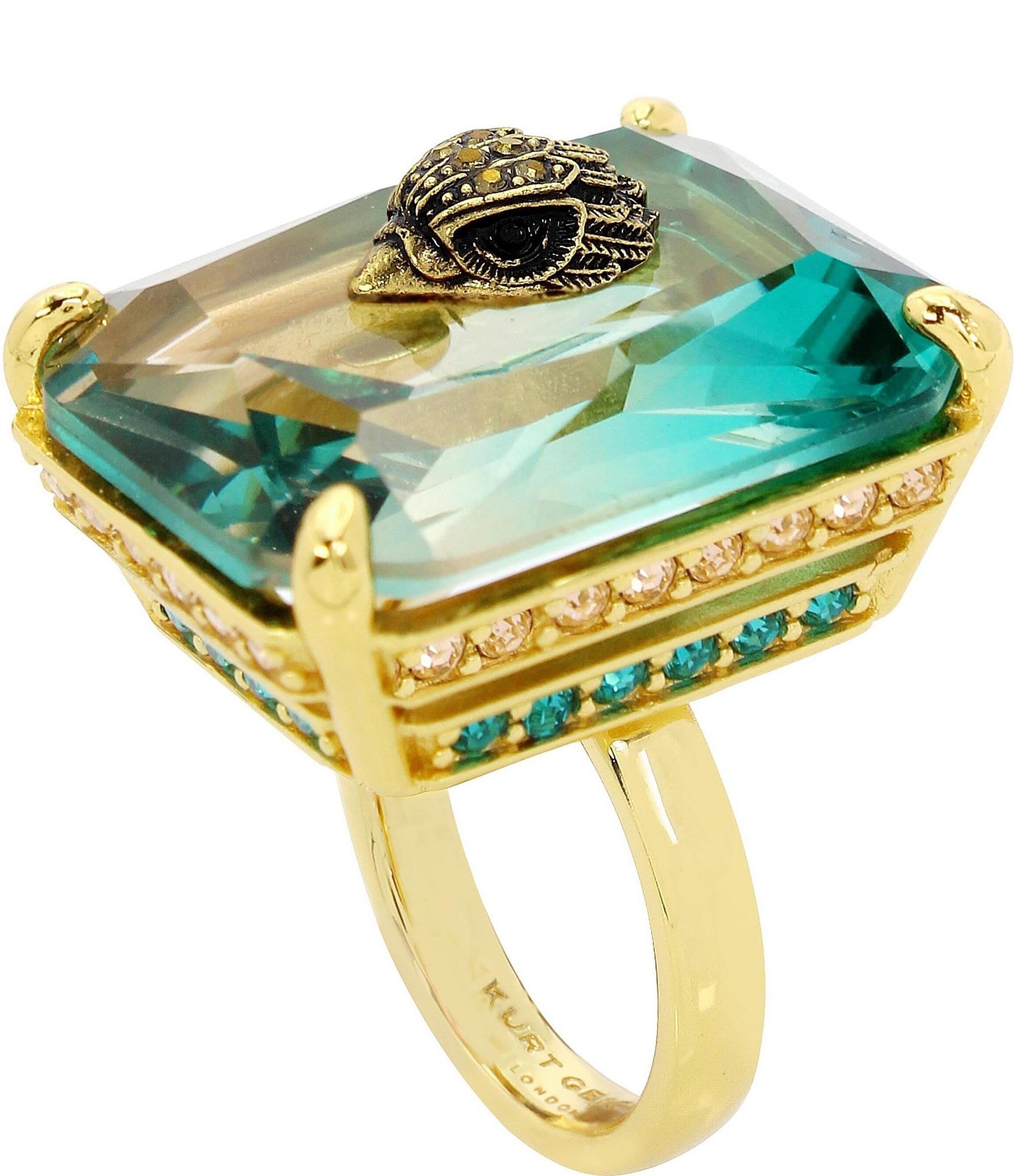 Kurt Geiger London Rhinestone Signature Eagle Ombre Gem Cocktail Ring