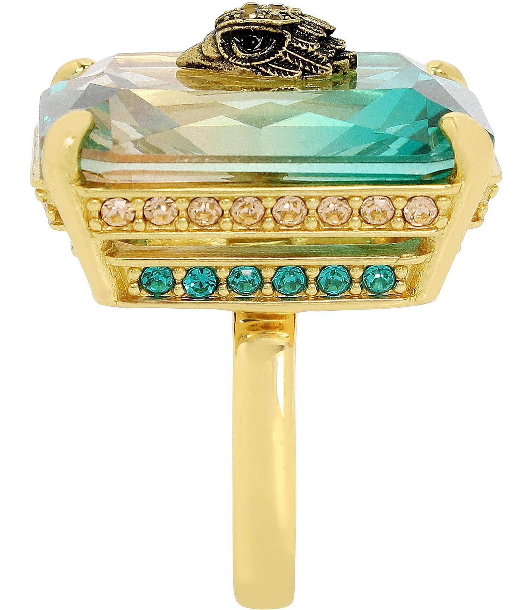 Kurt Geiger London Rhinestone Signature Eagle Ombre Gem Cocktail Ring