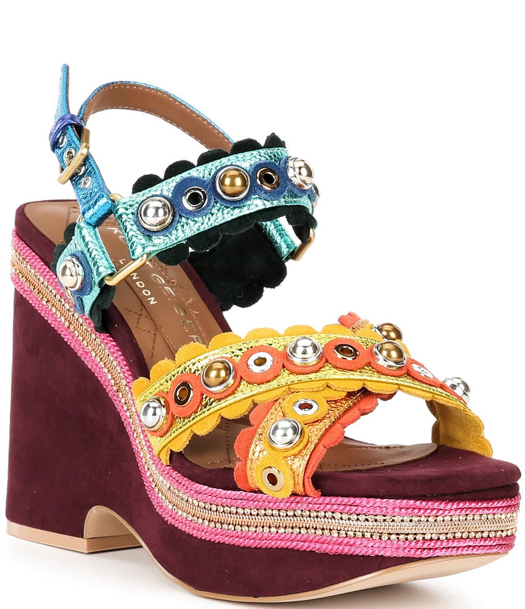 GIA / RHW Rosie 5 glossed-leather wedge slingback sandals