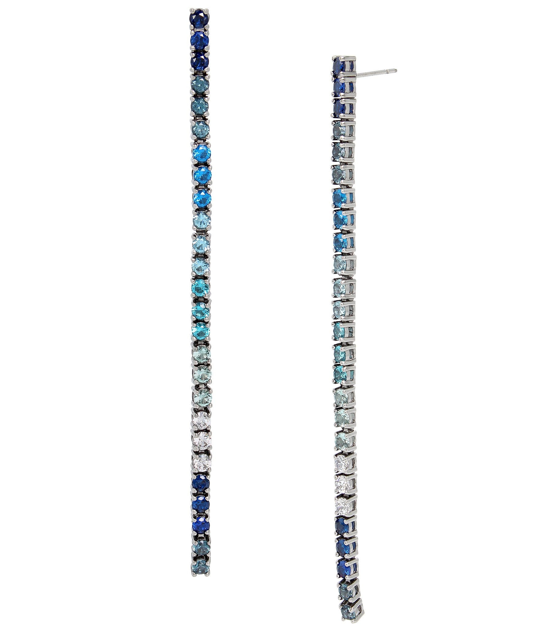 Kurt Geiger London Signature Blue Crystal Tennis Linear Earrings ...