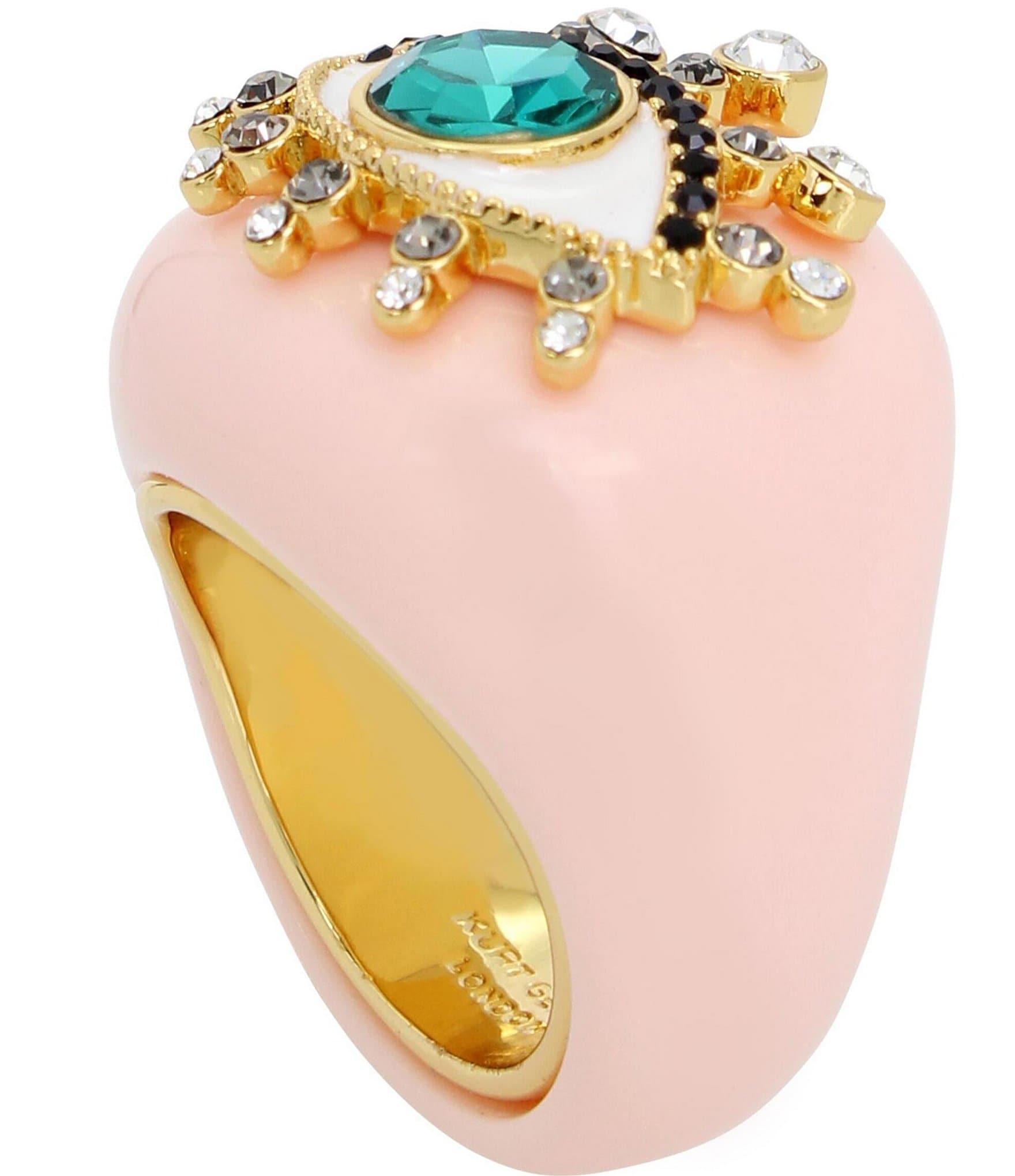 Kurt Geiger London Signature Crystal Evil Eye Cocktail Statement Ring