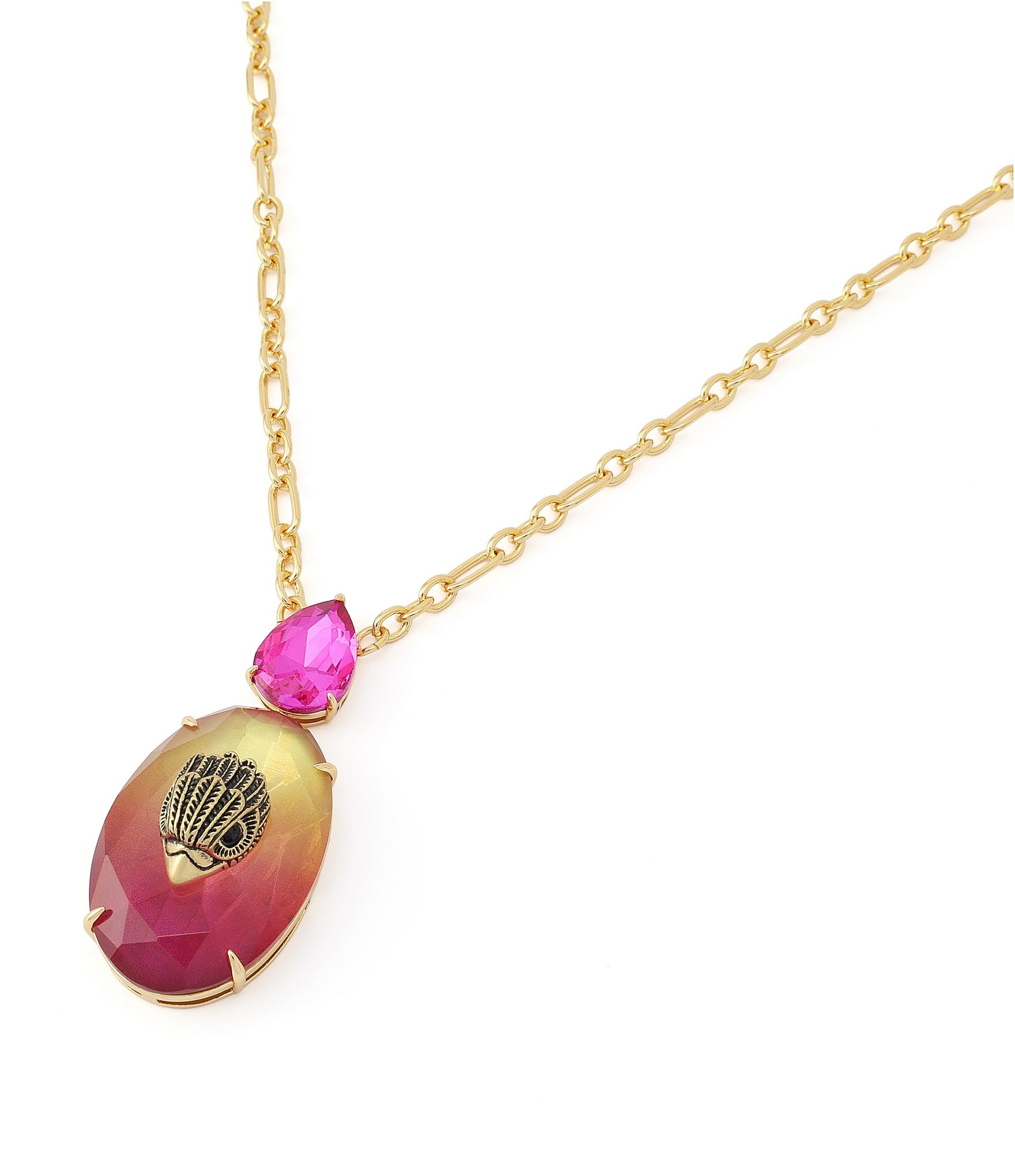 Kurt Geiger London Signature Eagle Gemstone Long Pendant Necklace