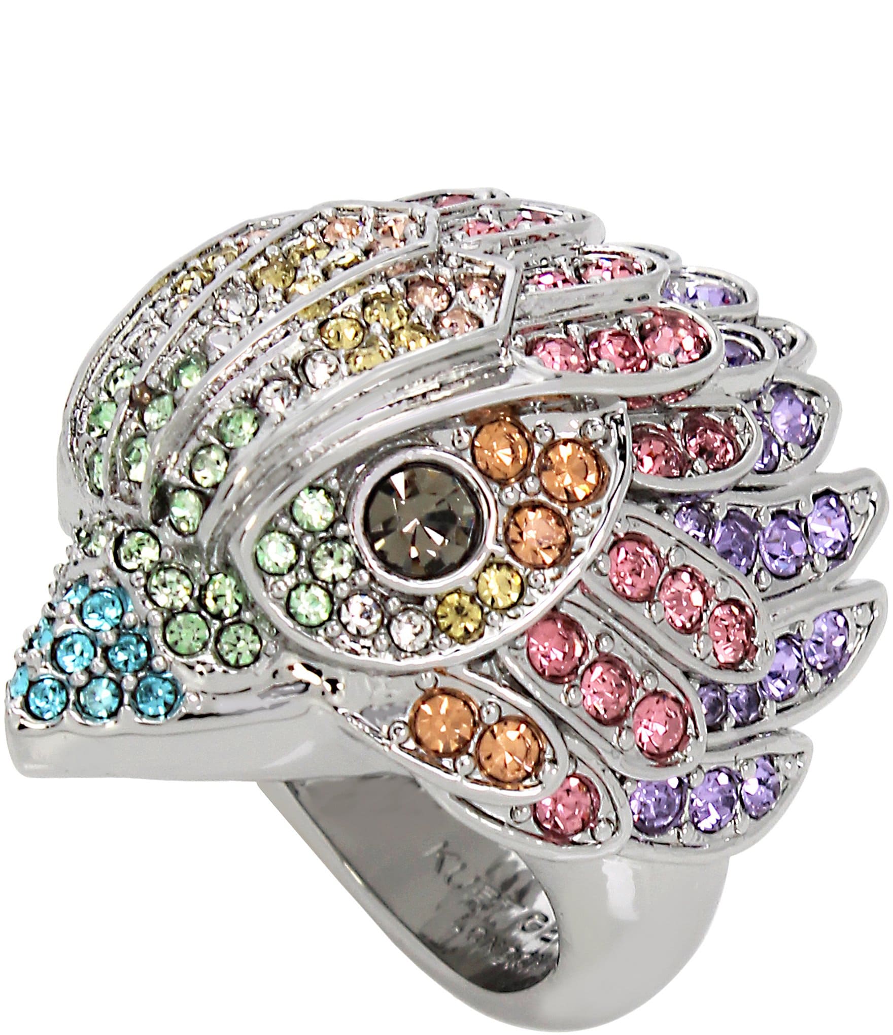 Kurt Geiger London Signature Eagle Multi Rhinestone Cocktail Ring