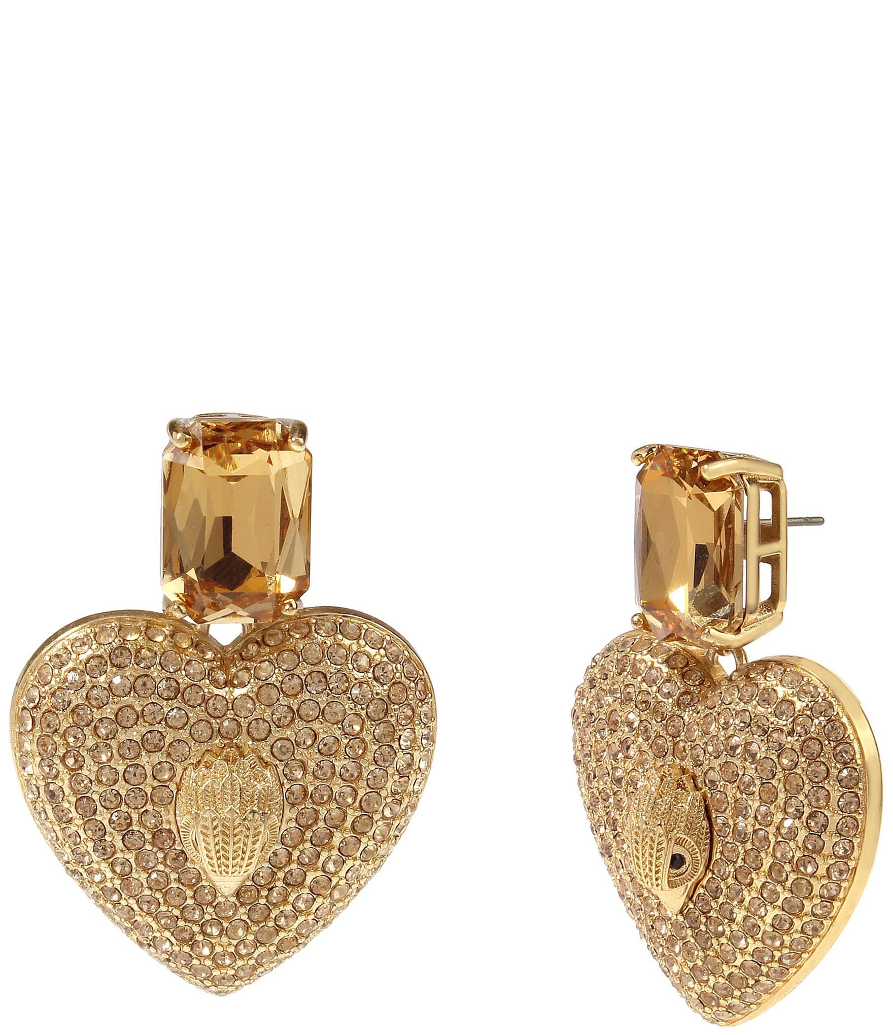 Kurt Geiger London Signature Eagle Pave Heart Drop Earrings | Dillard's