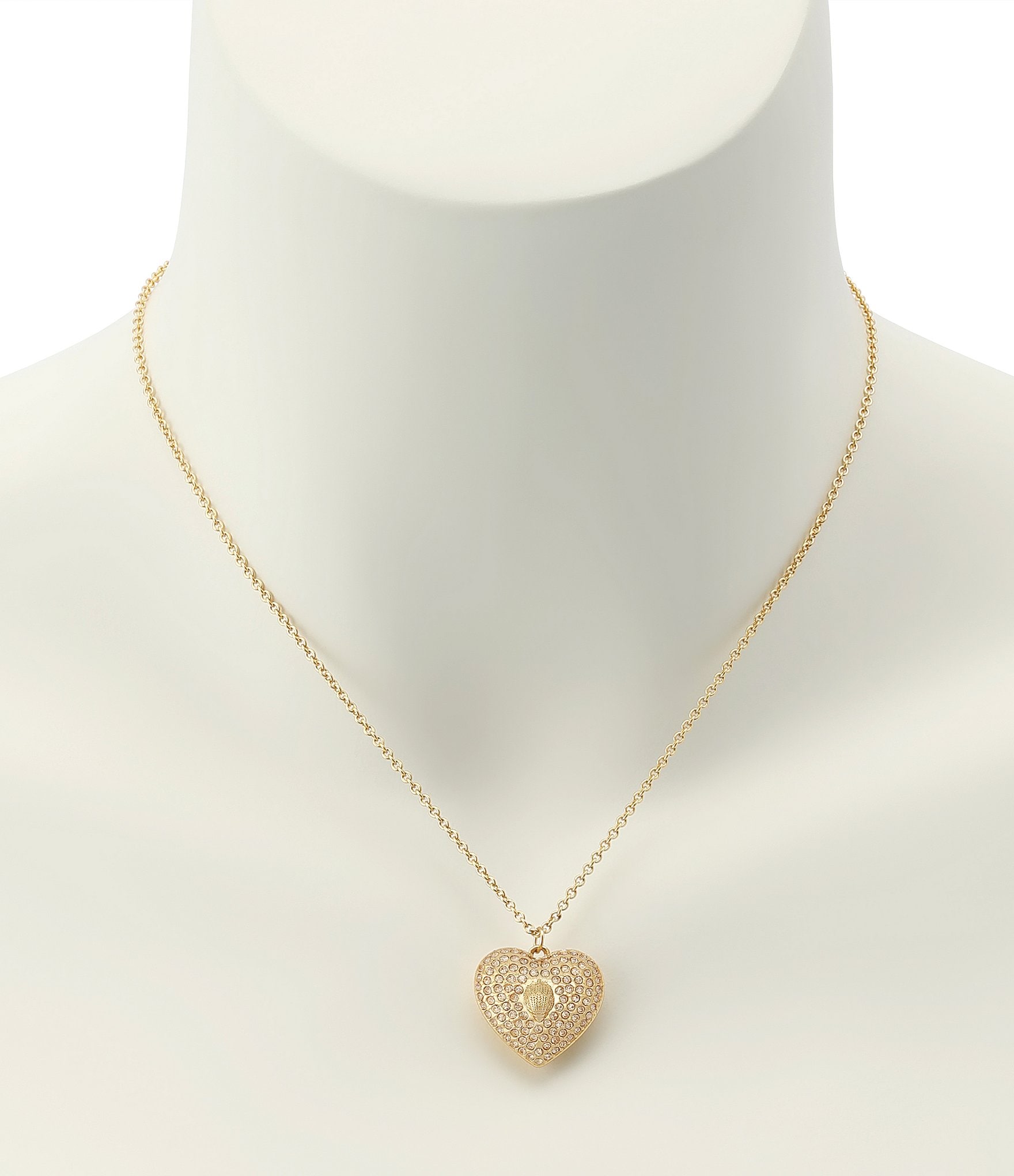 Kurt Geiger London Signature Eagle Pave Heart Short Pendant Necklace