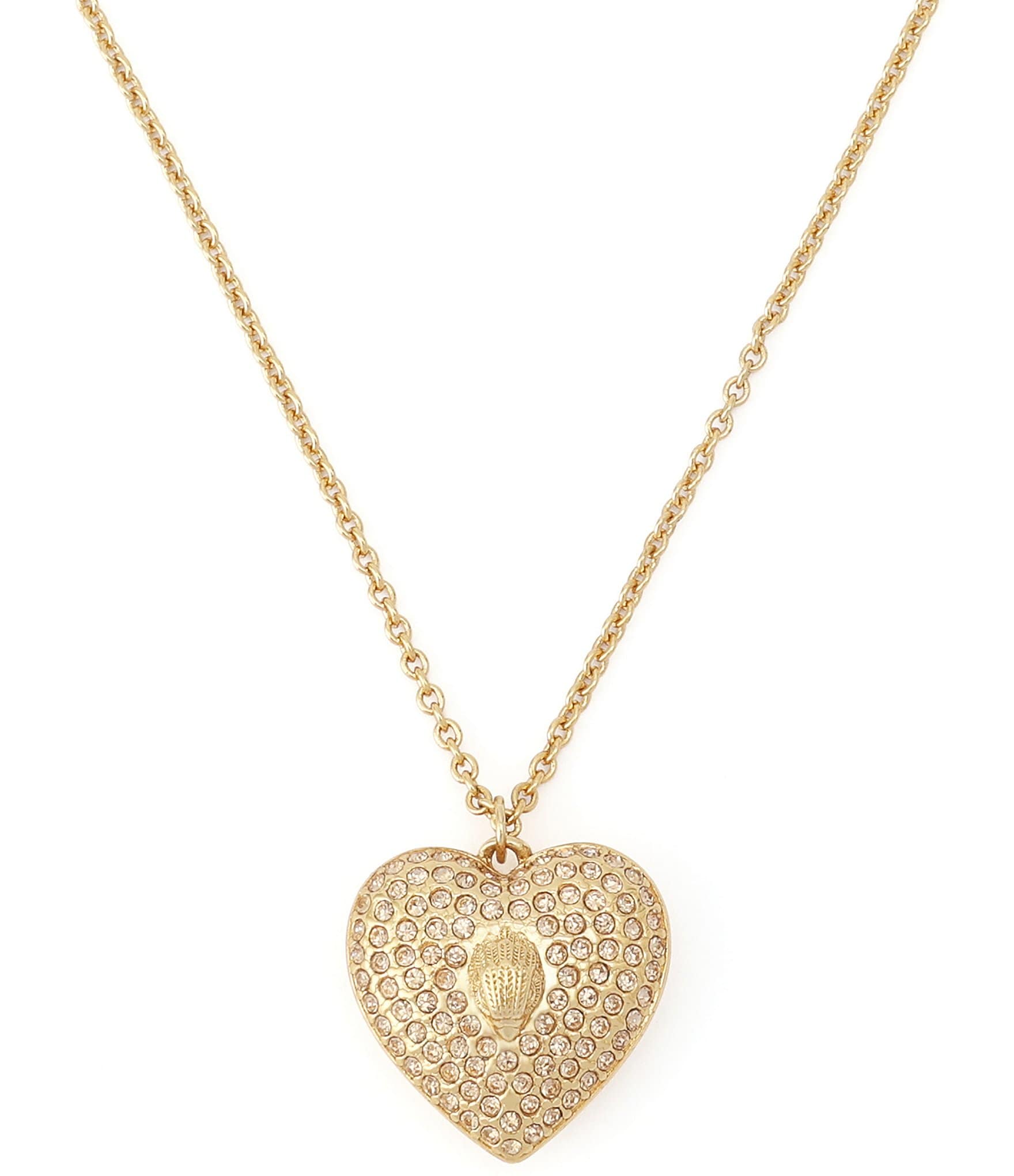 Kurt Geiger London Signature Eagle Pave Heart Short Pendant Necklace