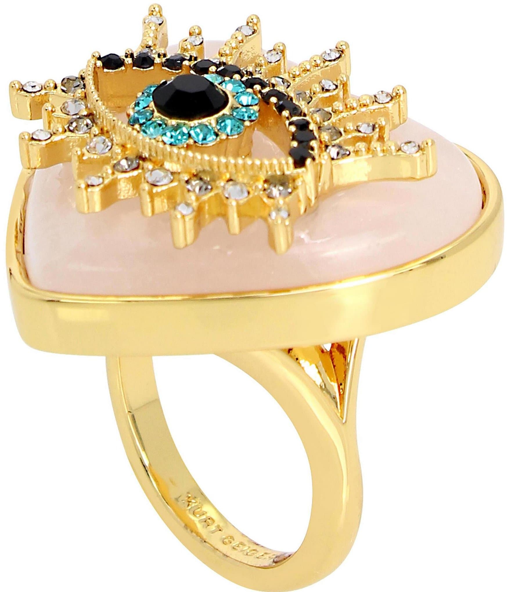 Kurt Geiger London Signature Evil Eye Heart Crystal Cocktail Statement Ring