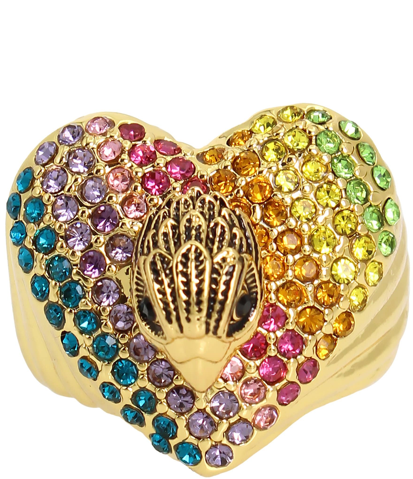 Kurt Geiger London Signature Heart Rainbow Cocktail Ring | Dillard's