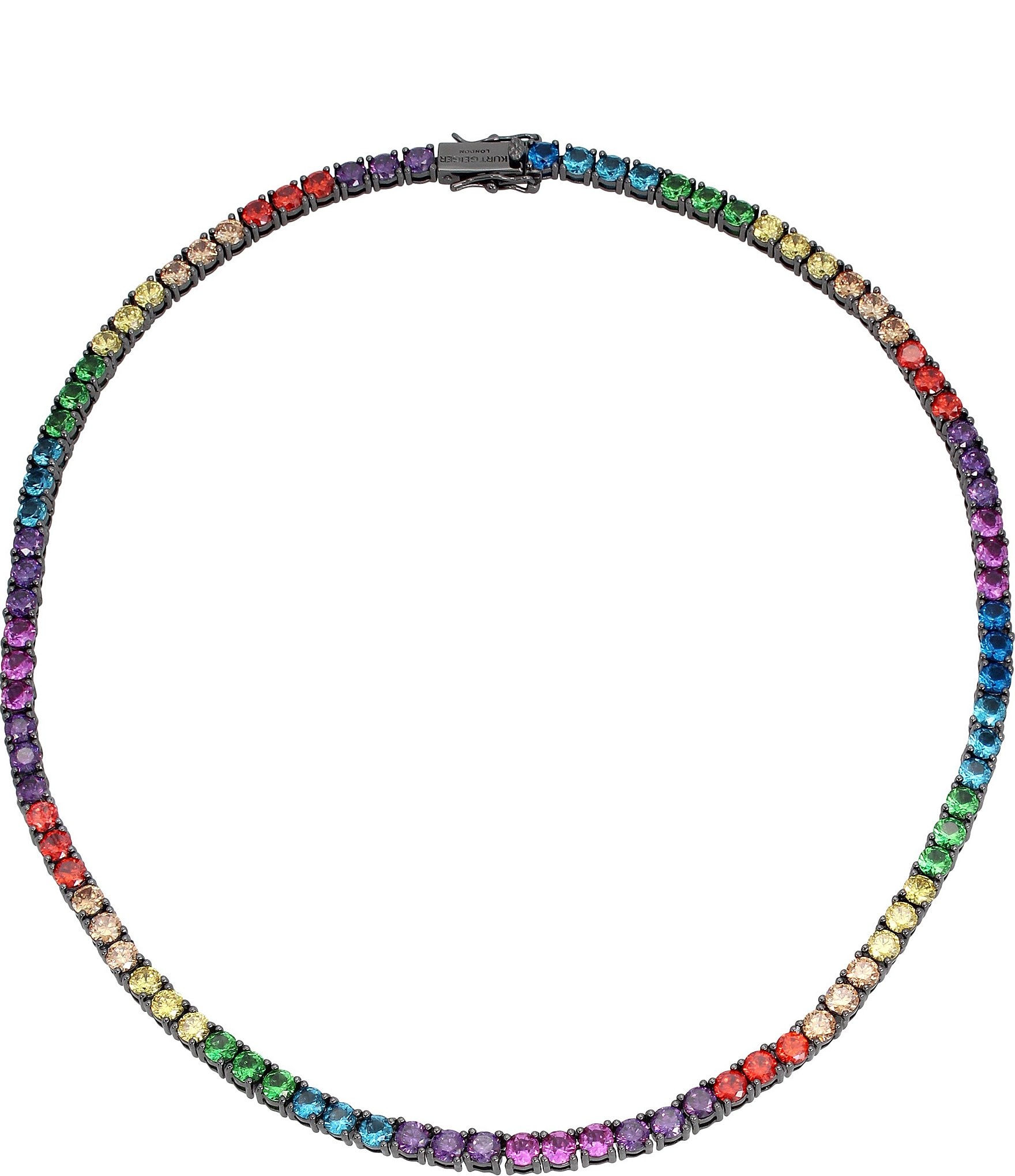 Kurt Geiger London Signature Rainbow Cubic Zirconia Tennis Collar Necklace