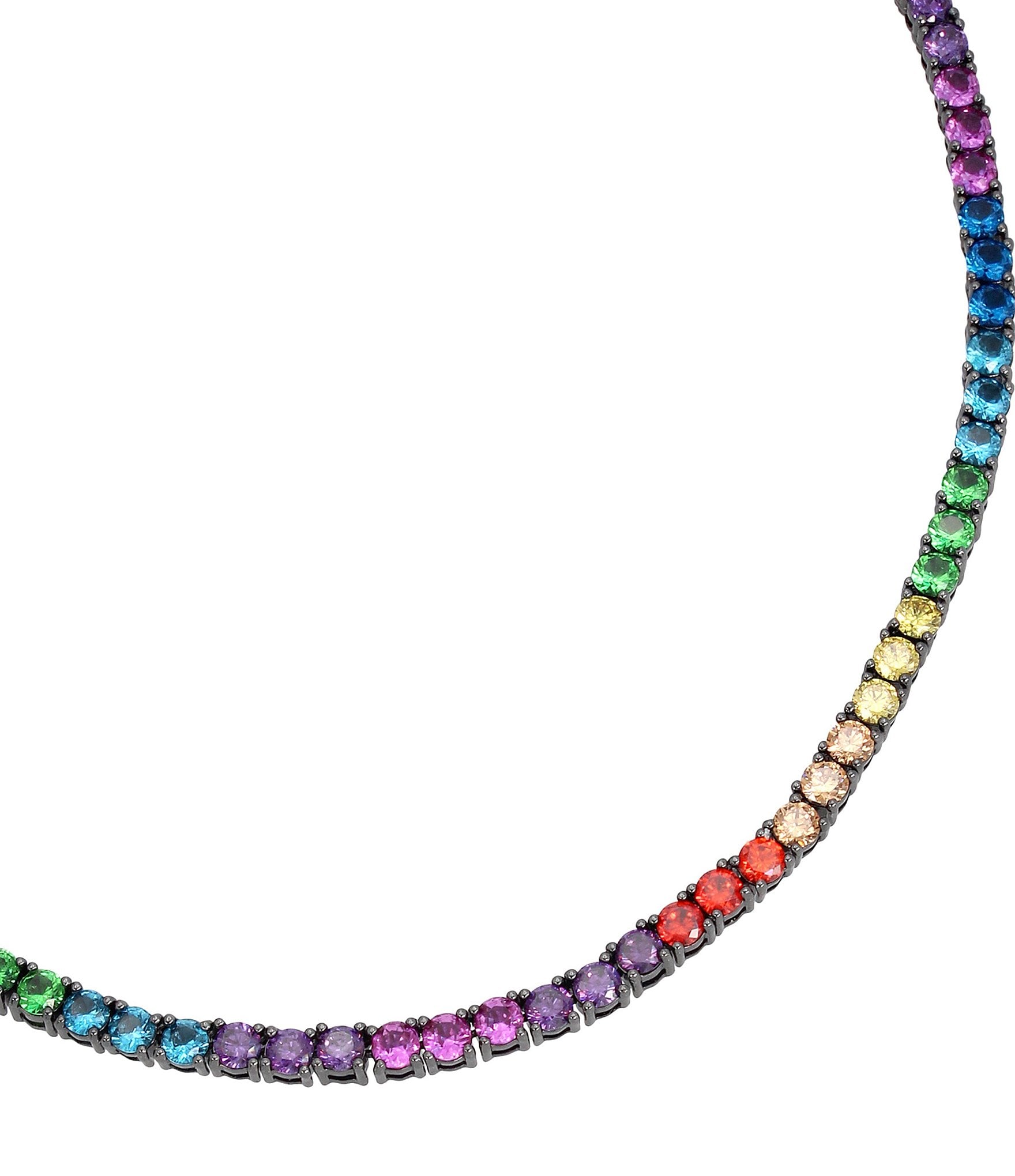 Kurt Geiger London Signature Rainbow Cubic Zirconia Tennis Collar Necklace