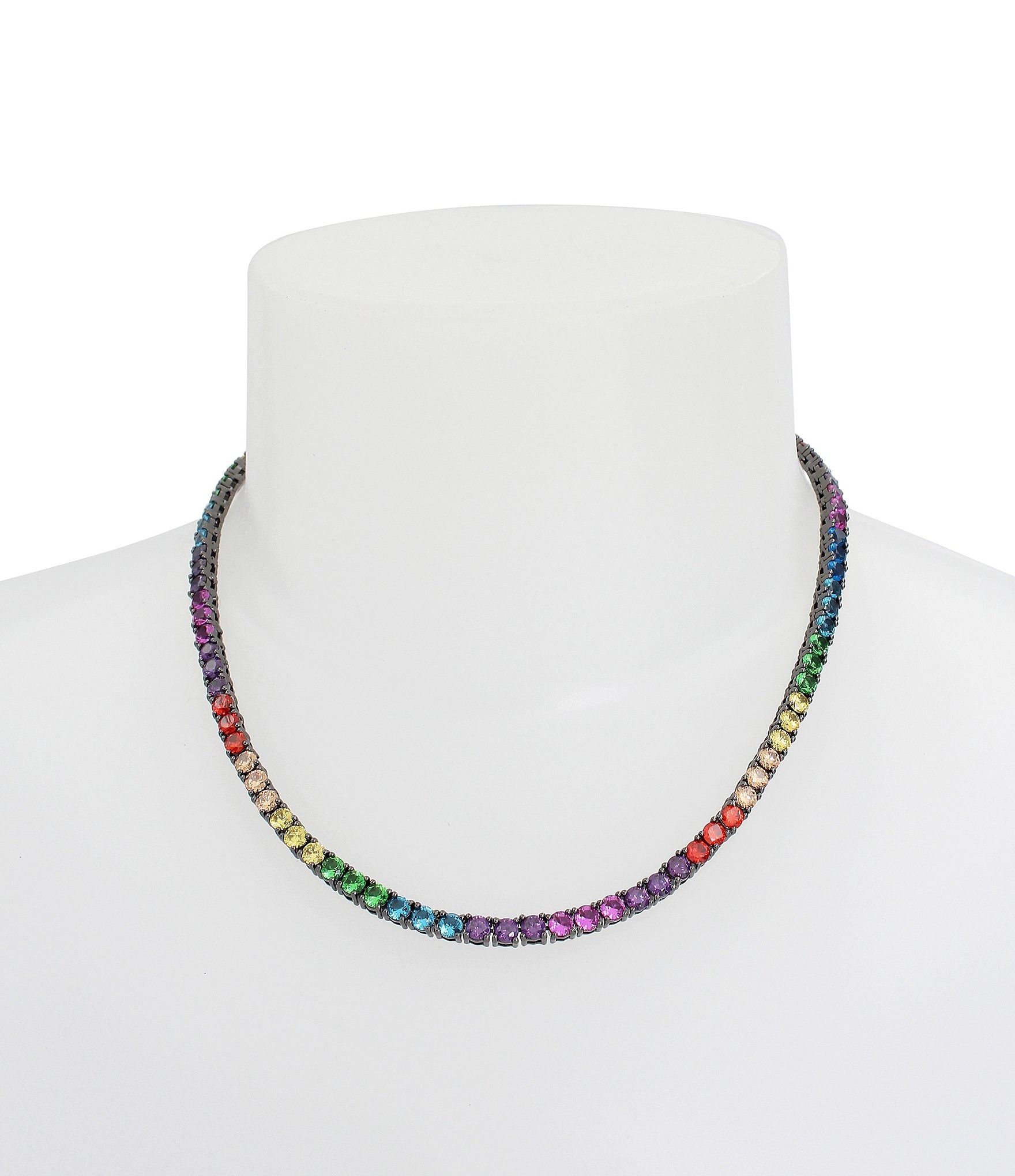 Kurt Geiger London Signature Rainbow Cubic Zirconia Tennis Collar Necklace