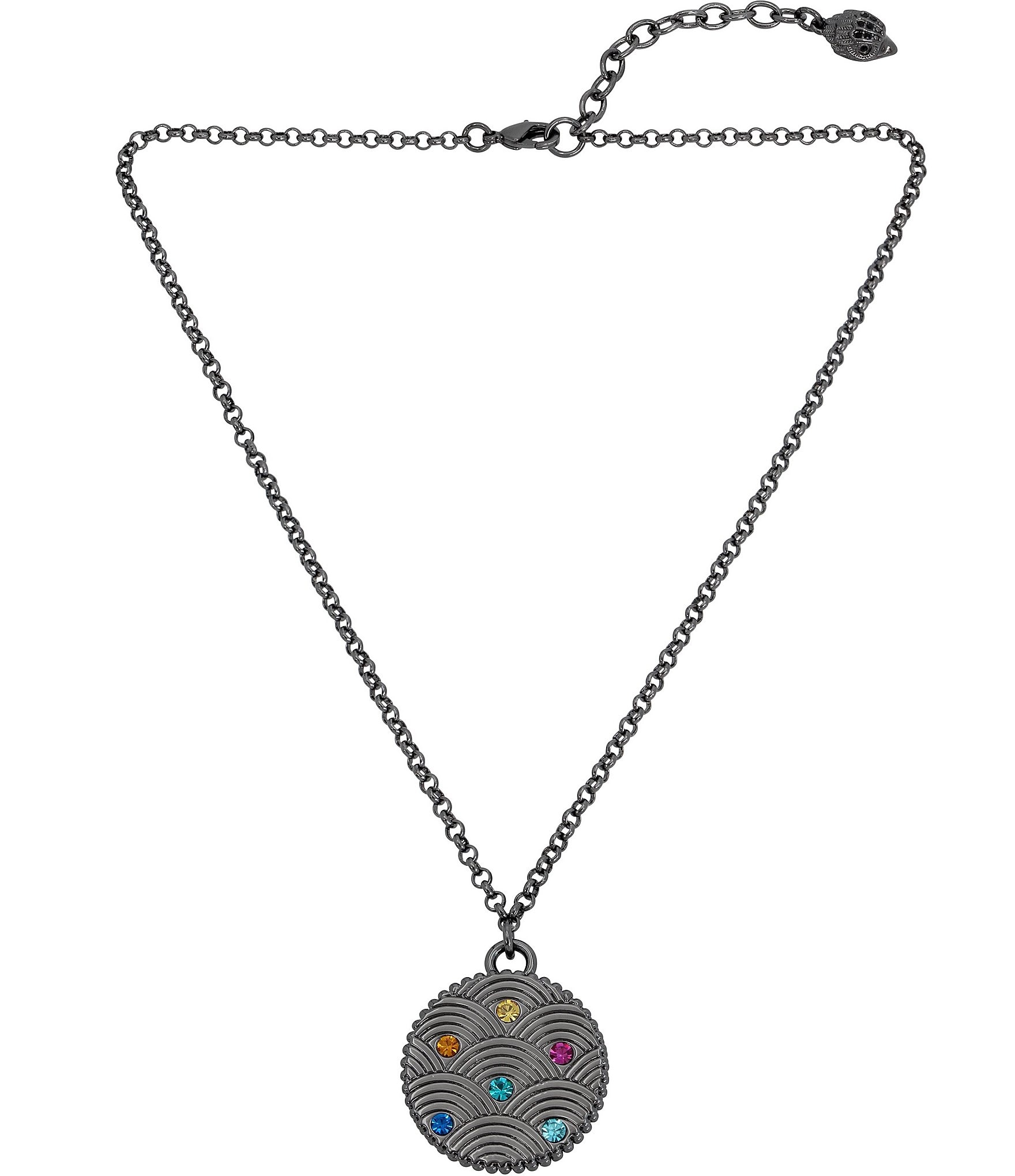 Kurt Geiger London Signature Southbank Multi Rhinestones Coin Short Pendant Necklace