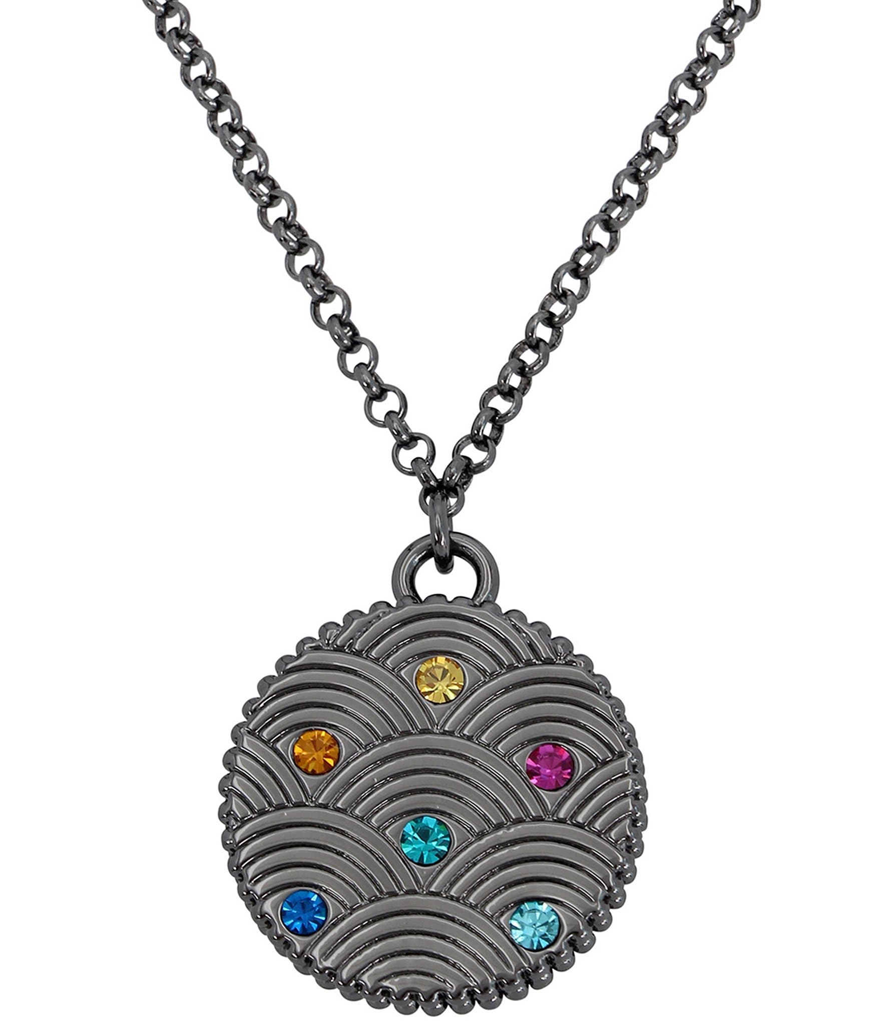 Kurt Geiger London Signature Southbank Multi Rhinestones Coin Short Pendant Necklace