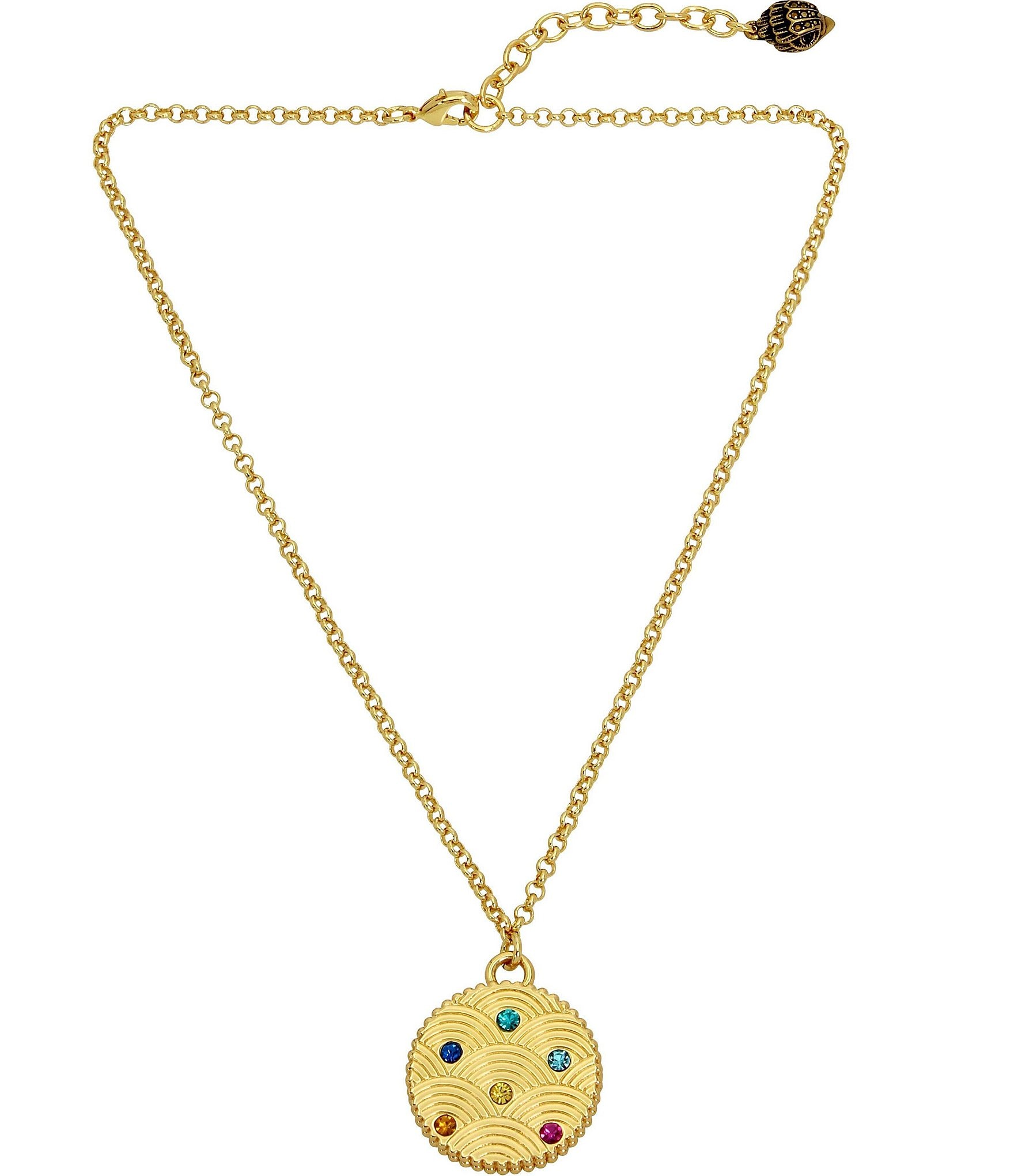 Kurt Geiger London Signature Southbank Multi Rhinestones Coin Short Pendant Necklace