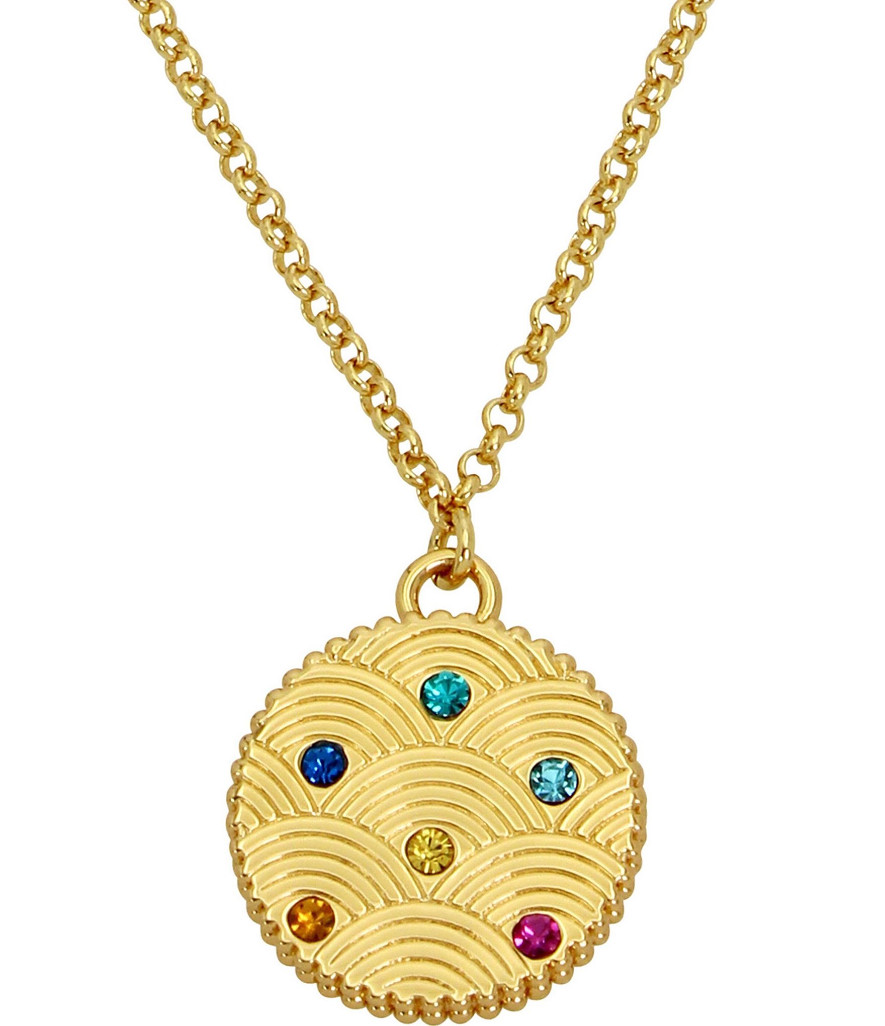 Kurt Geiger London Signature Southbank Multi Rhinestones Coin Short Pendant Necklace