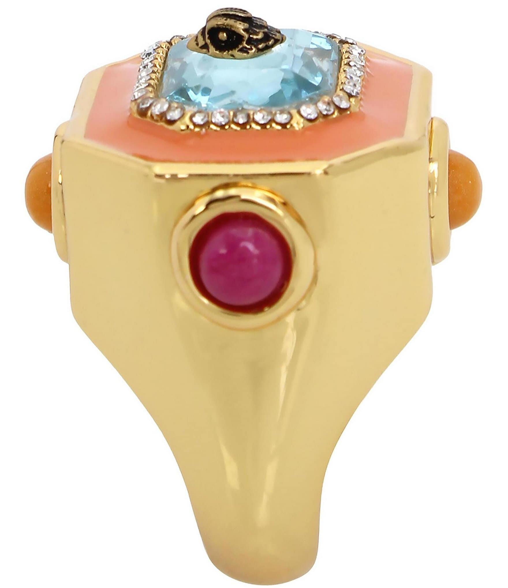 Kurt Geiger London Signature Stone and Mini Eagle Chunky Cocktail Statement Ring