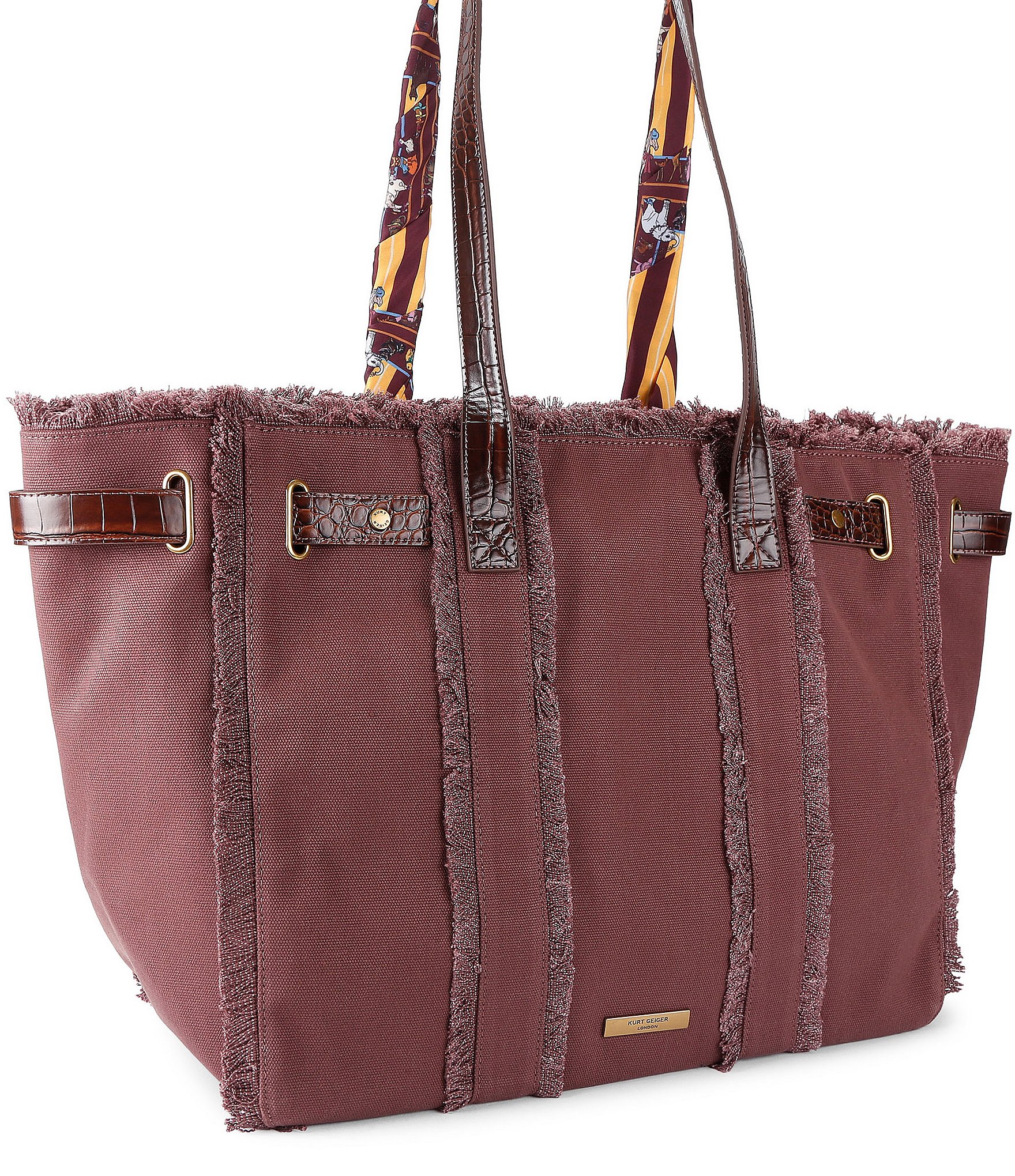 Kurt Geiger London Sloane Canvas Shopper Scarf Tote Shoulder Bag