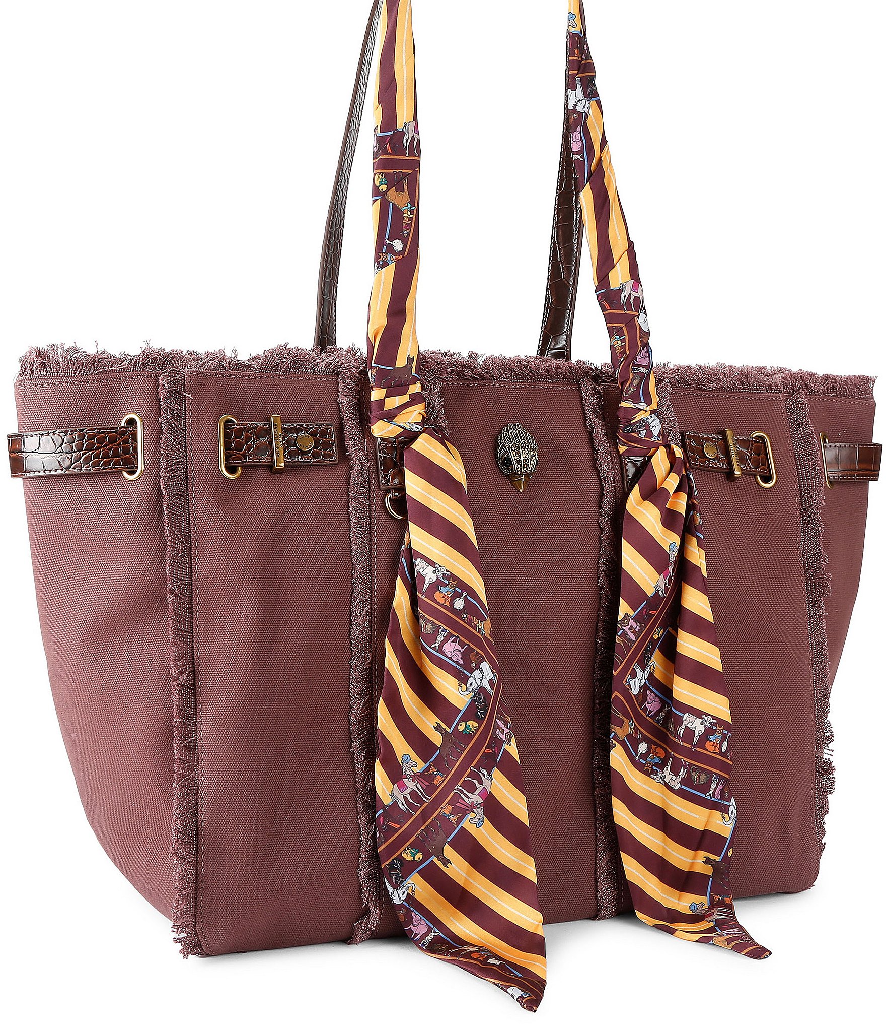 Kurt Geiger London Sloane Canvas Shopper Scarf Tote Shoulder Bag