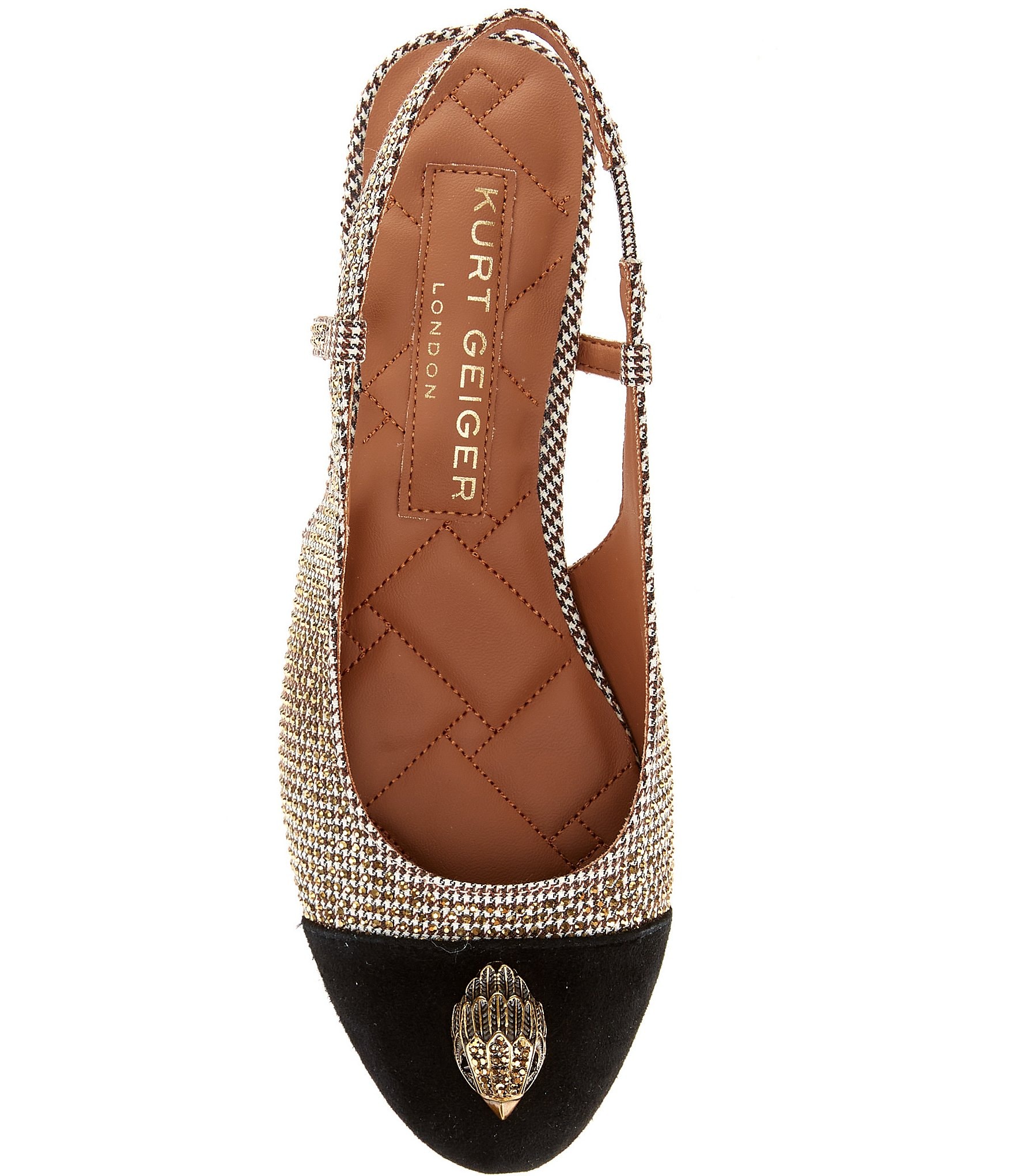 Kurt Geiger London Sloane Crystal Houndstooth Slingback Cap Toe Pumps