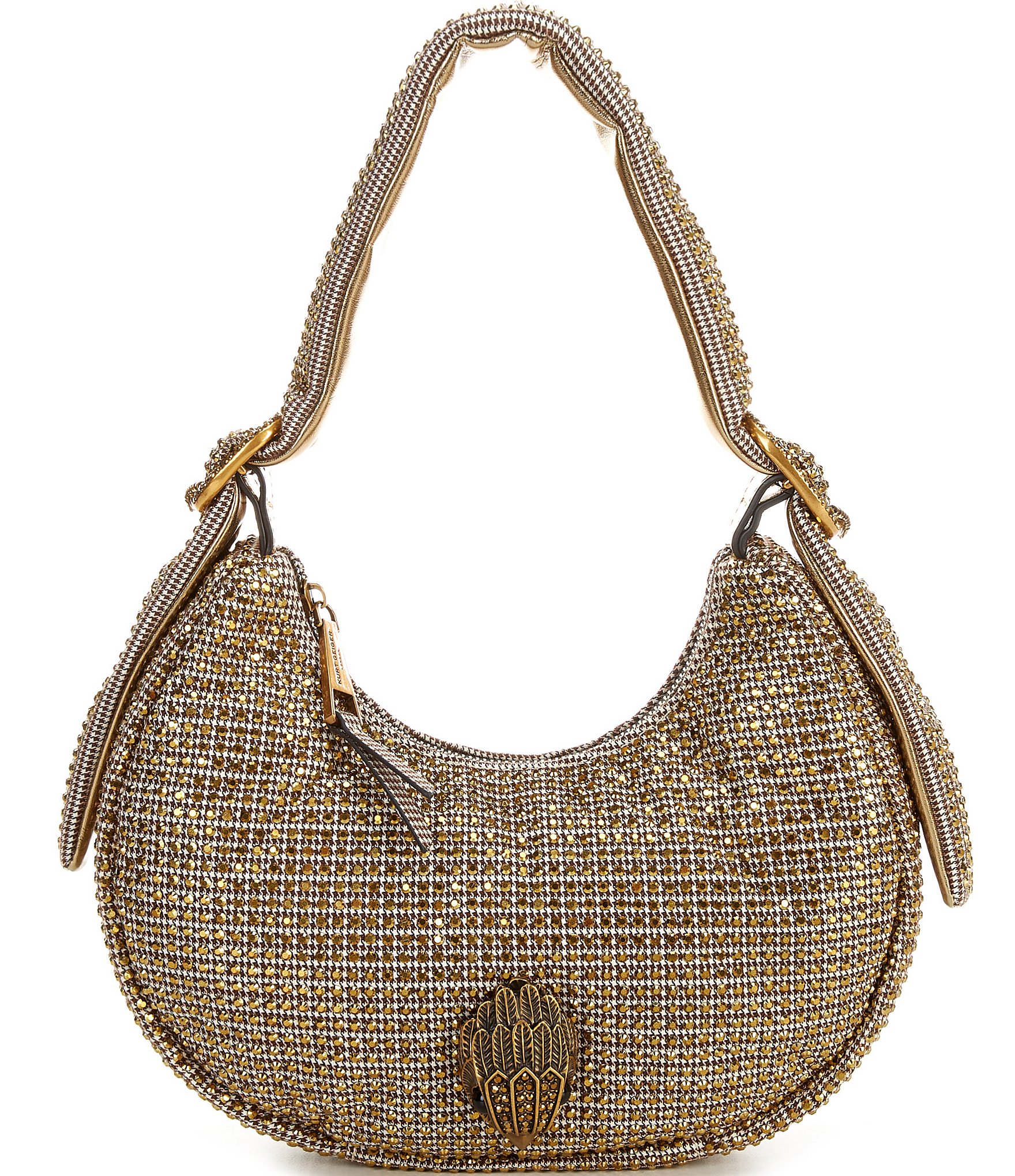 Kurt Geiger London Small Puff Gold Rhinestone Hobo Bag