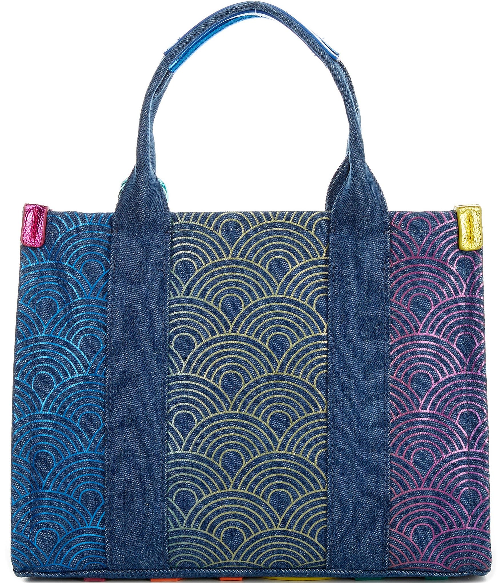 Kurt Geiger London Small Southbank Geometric Pattern Denim Tote Bag