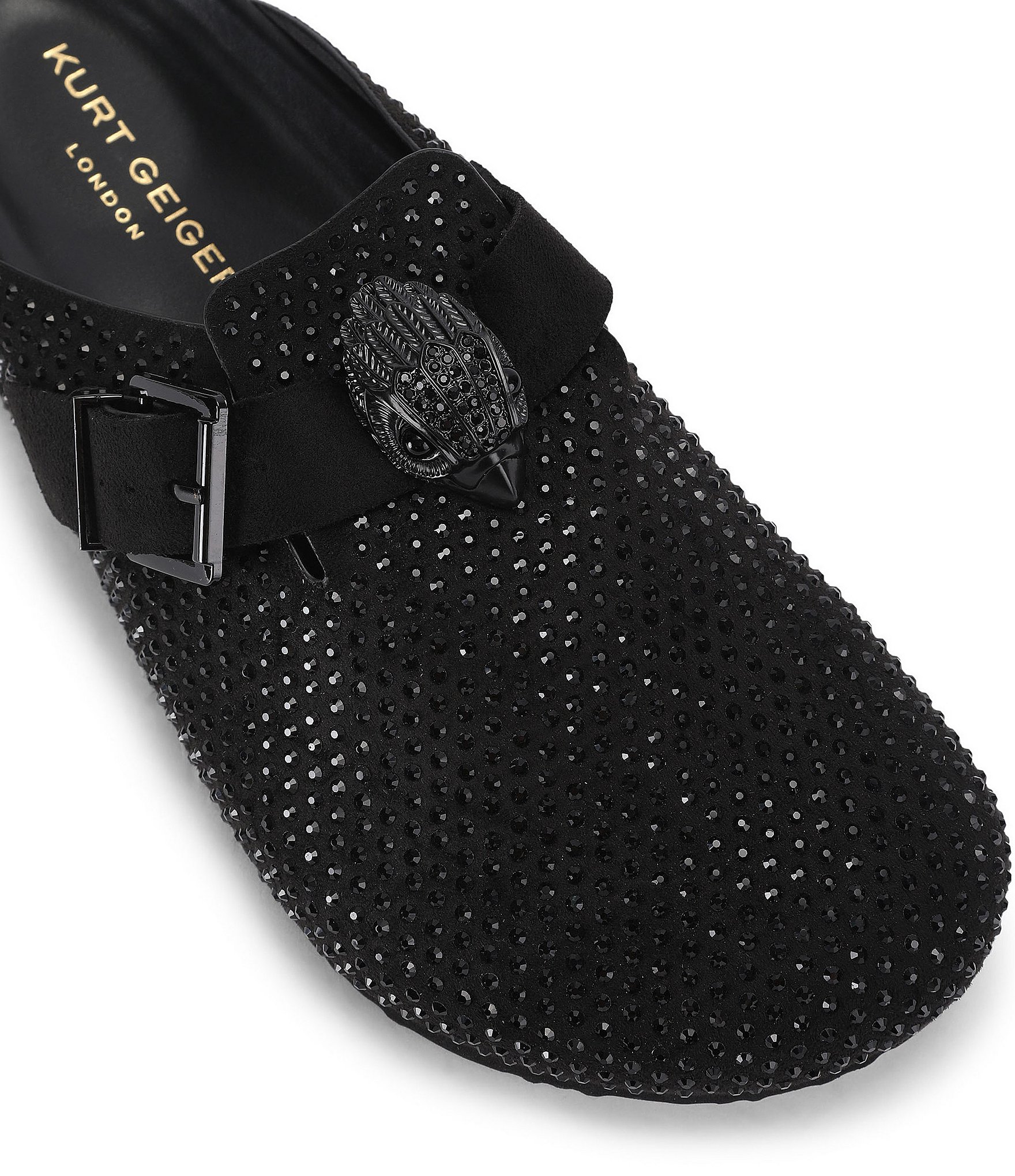 Kurt Geiger London Snug Eagle Crystal Embellished Signature Eagle Ornament Mules