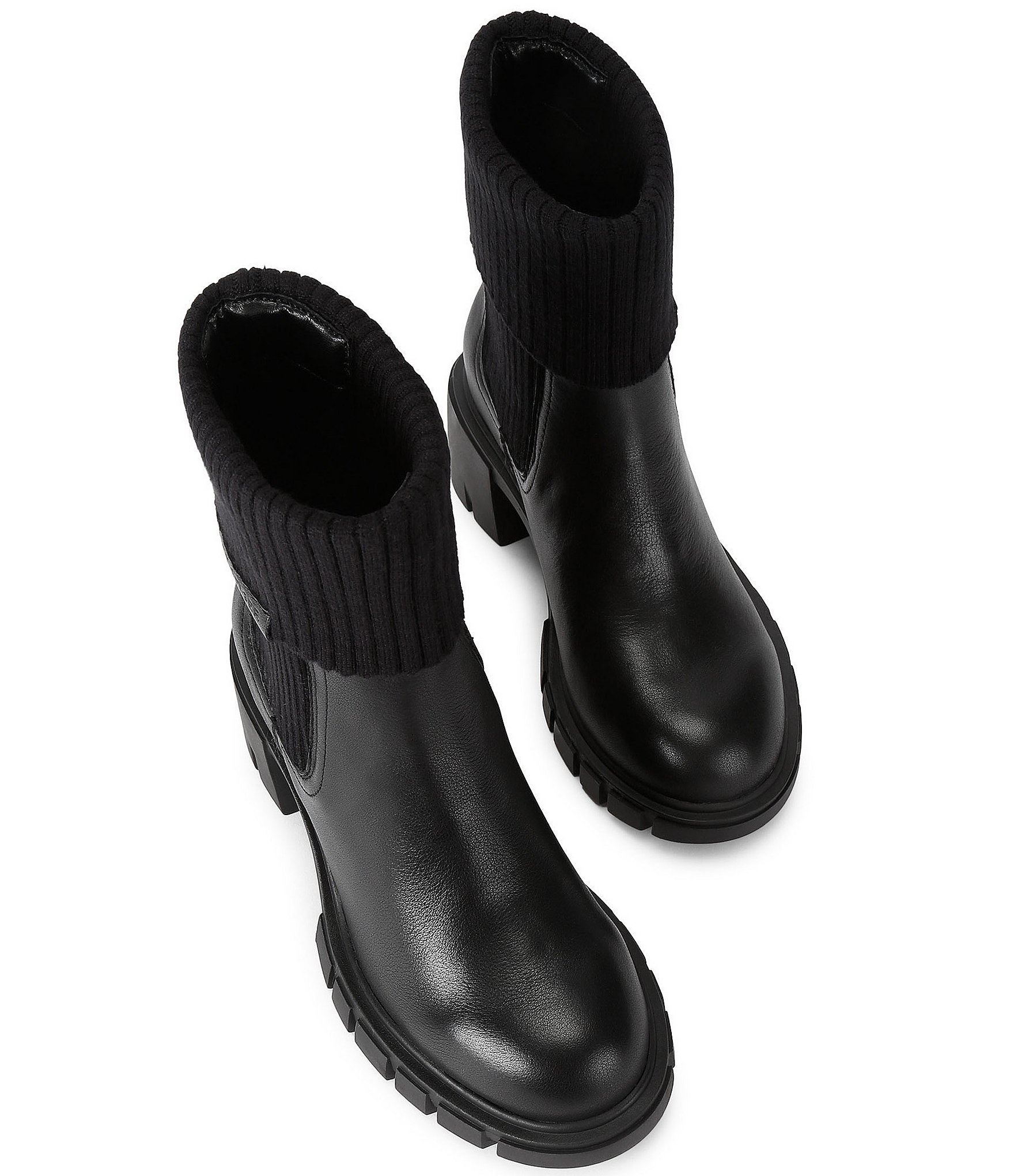 Kurt Geiger London Snug Foldover Sock Leather Eagle Ornament Chunky Ankle Booties