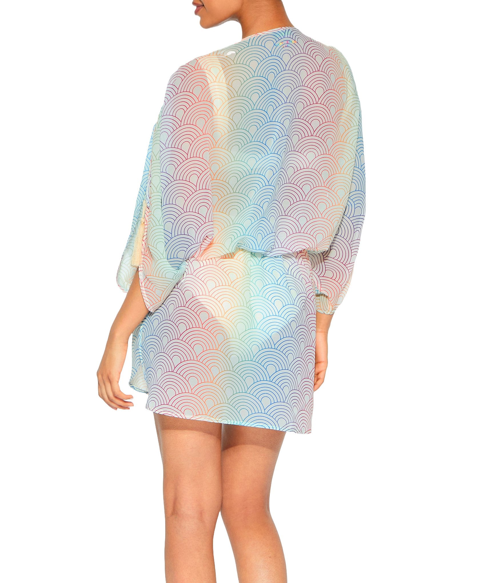 Kurt Geiger London Southbank Rainbow Chiffon V-Neck Tunic Swim Cover-Up
