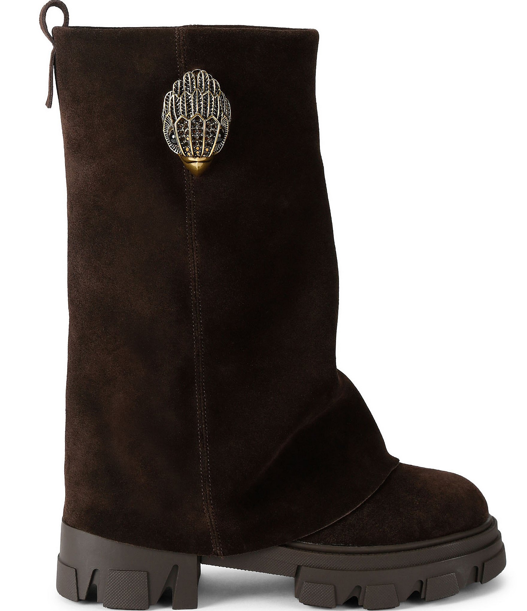 Kurt Geiger London Stomp Foldover Suede Biker Boots